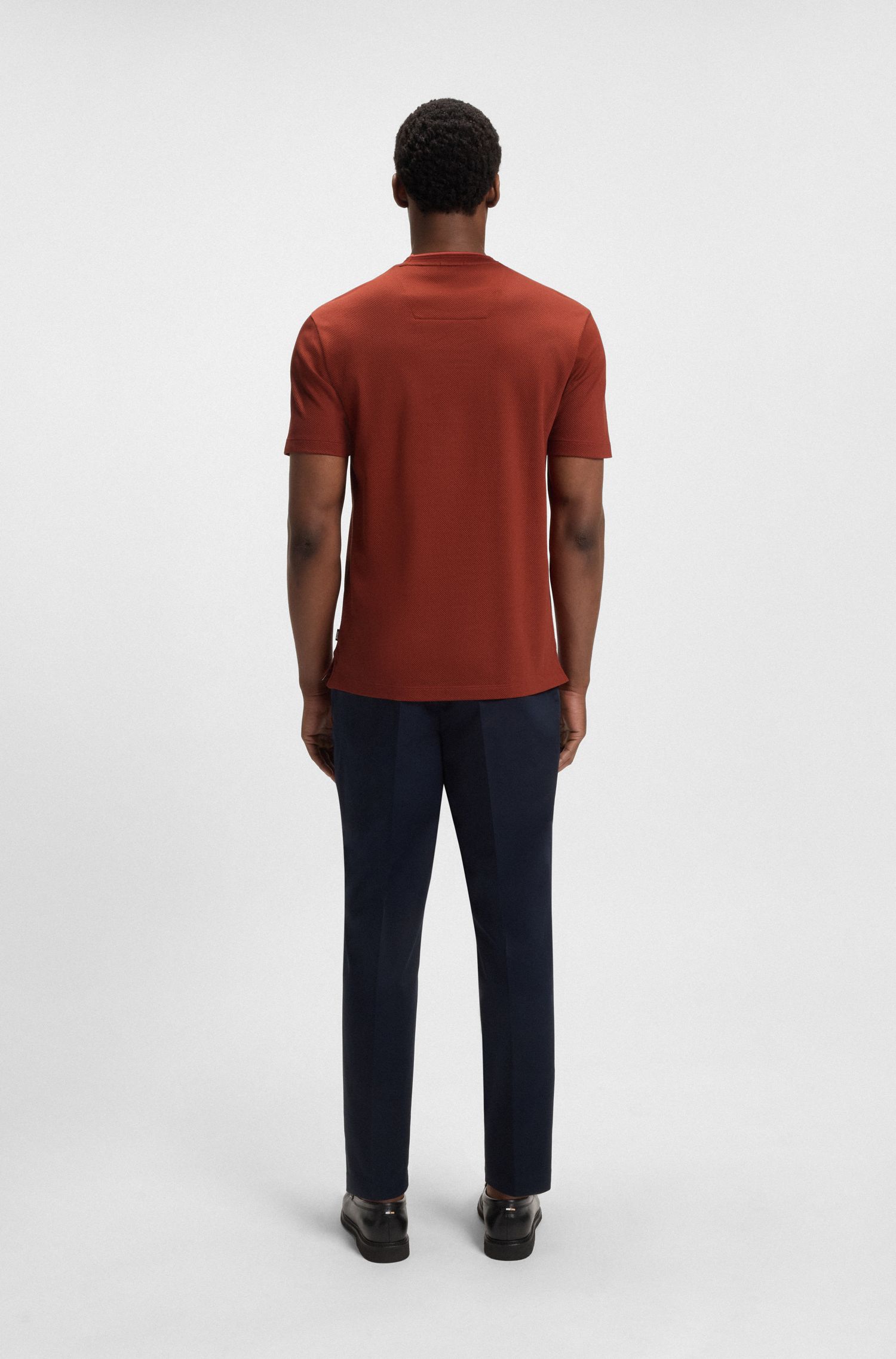 【BOSS博斯】带领口饰边的常规版棉质 T 恤