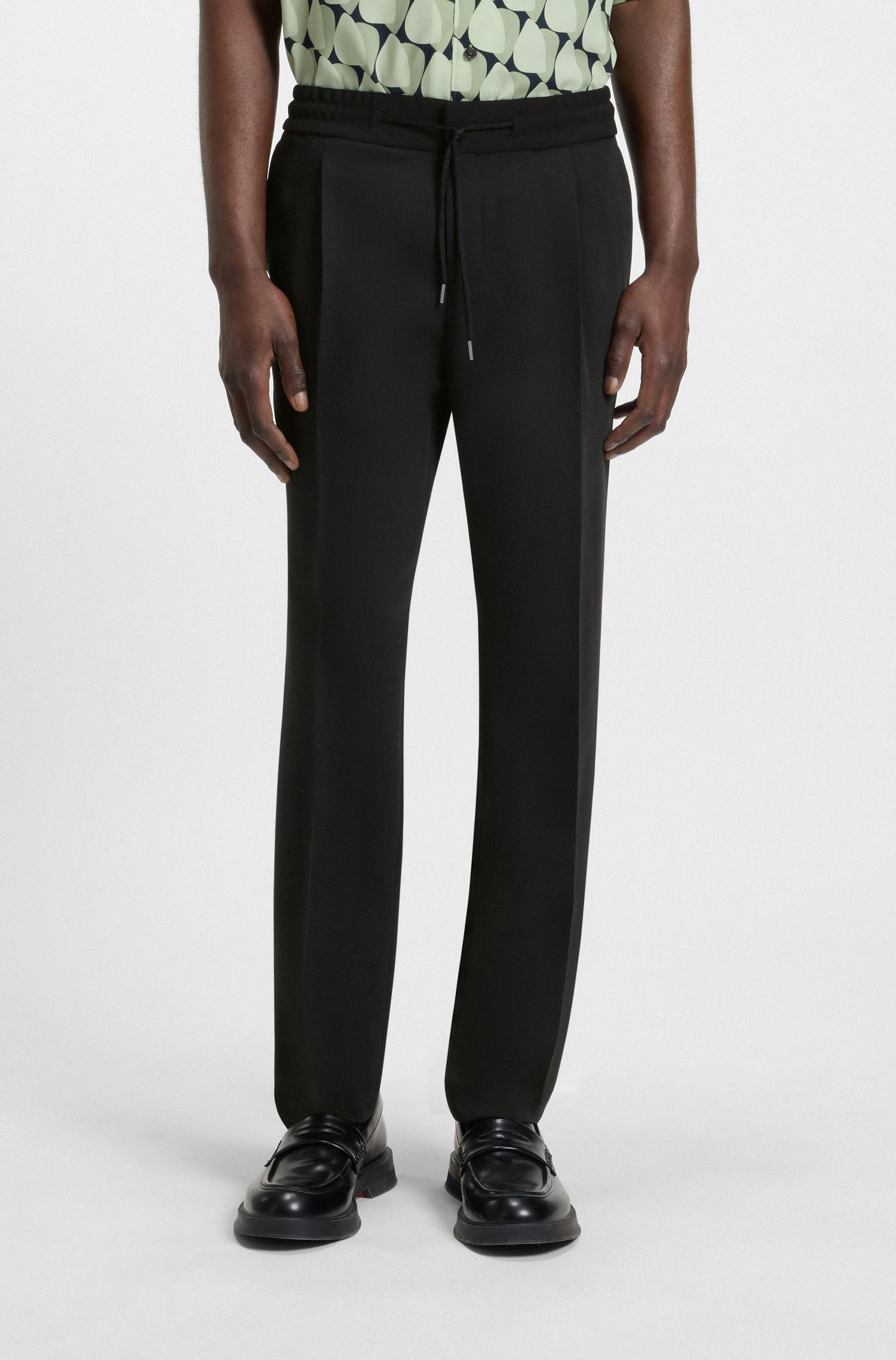 【HUGO雨果】正面打褶修身长裤