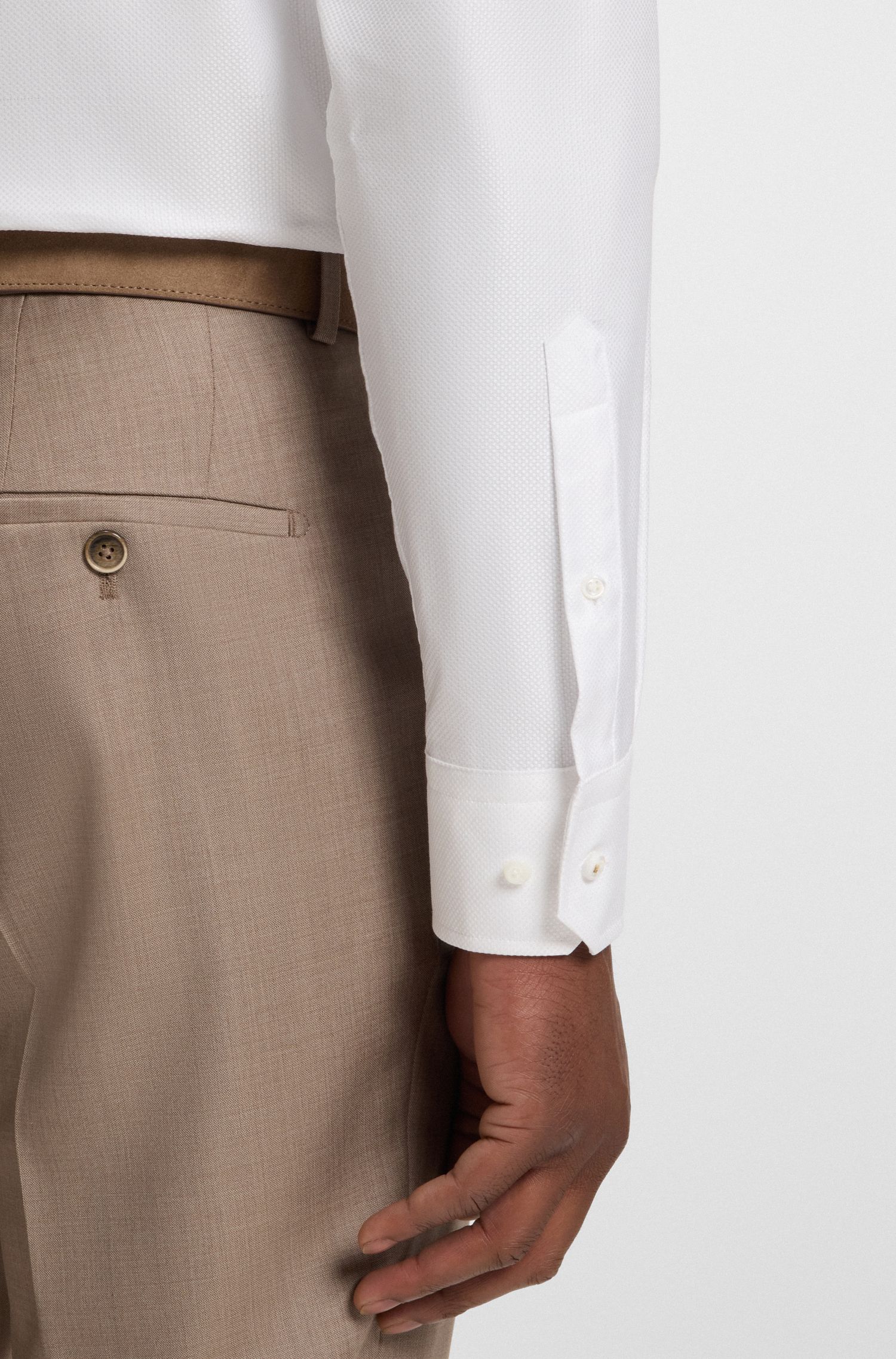 【BOSS博斯】意大利制造纹理棉质常规版衬衫