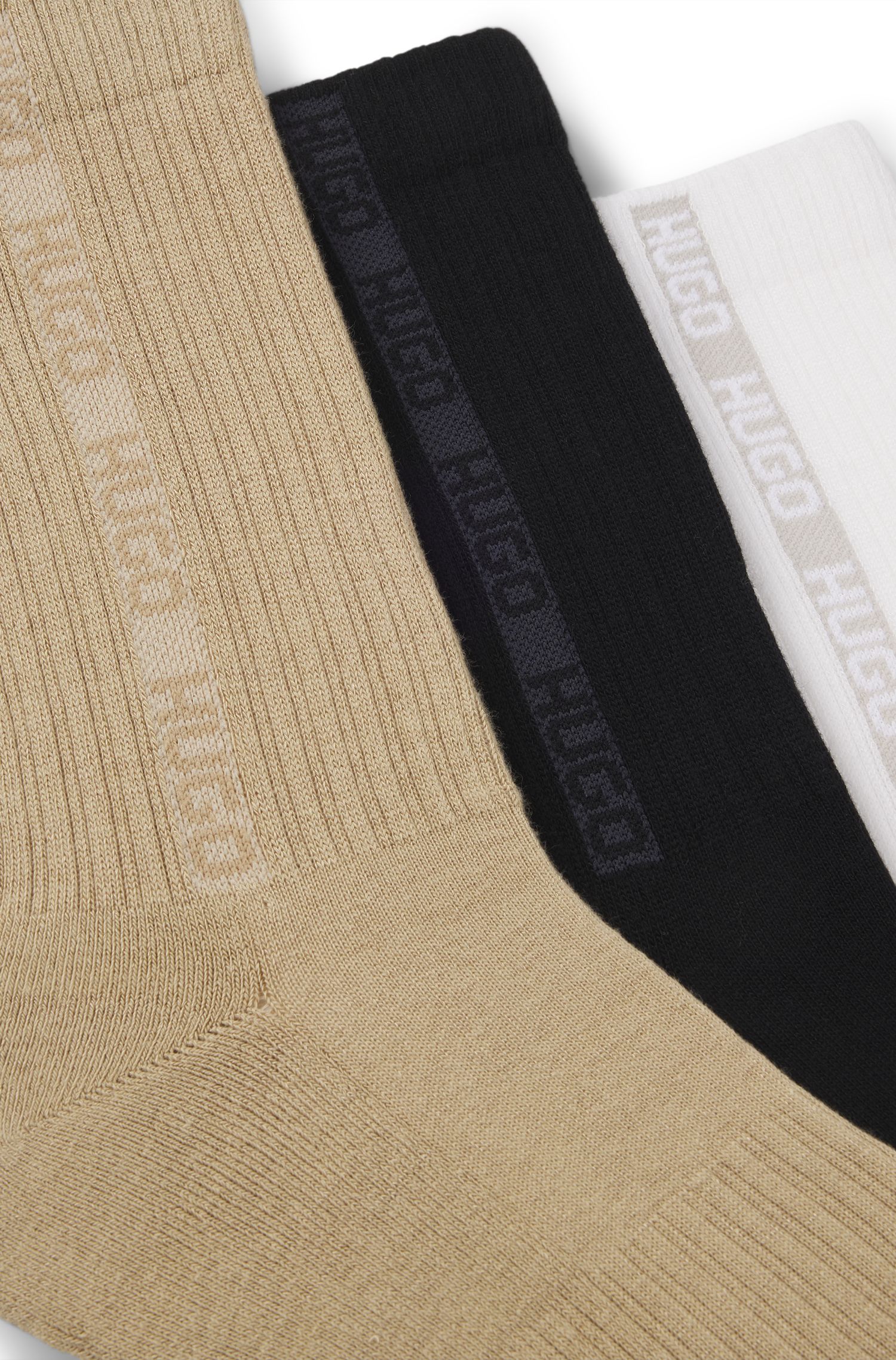 【HUGO雨果】重复徽标饰带短袜三双装