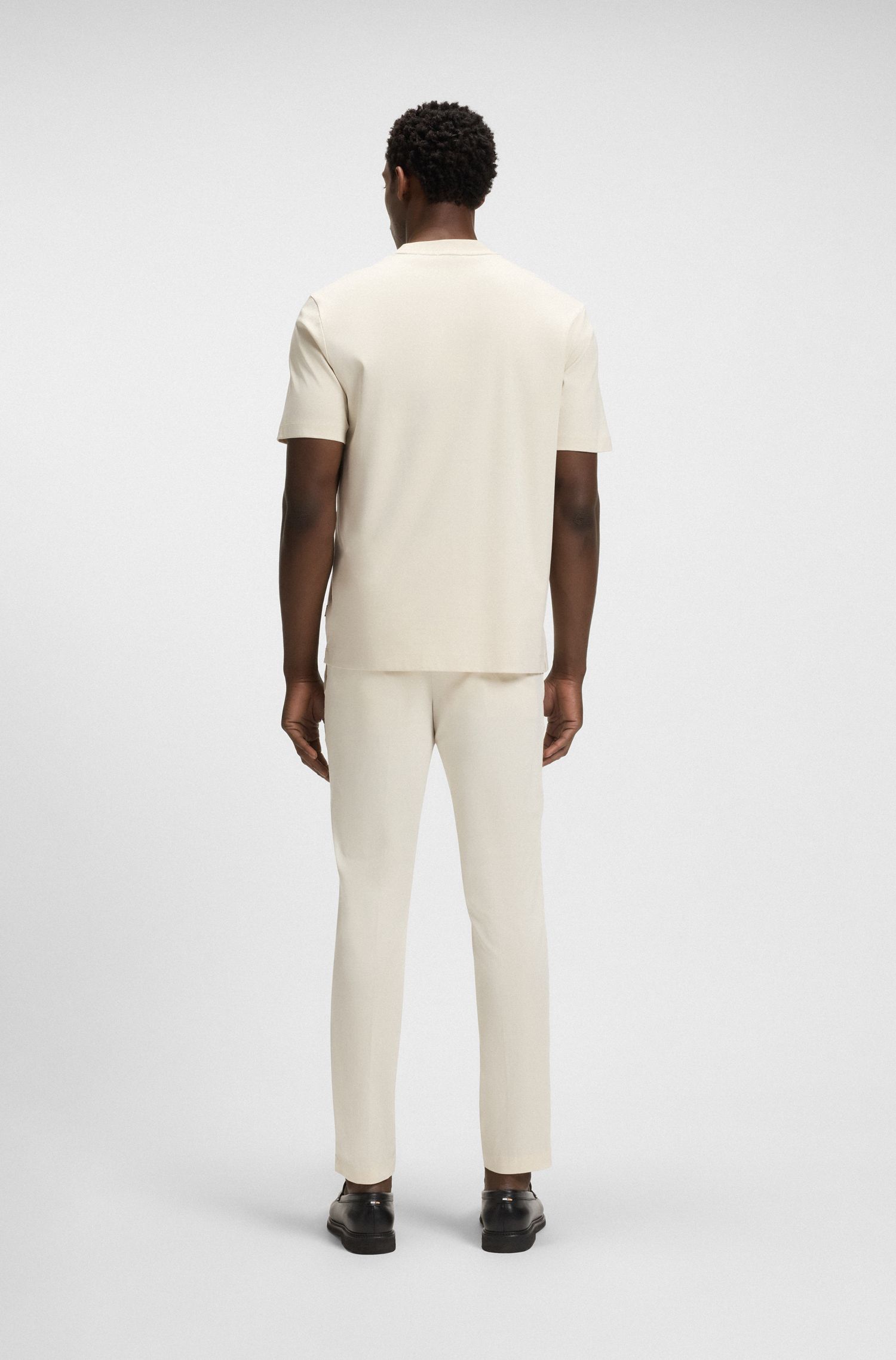 【BOSS博斯】棉质混纺修身缎面长裤