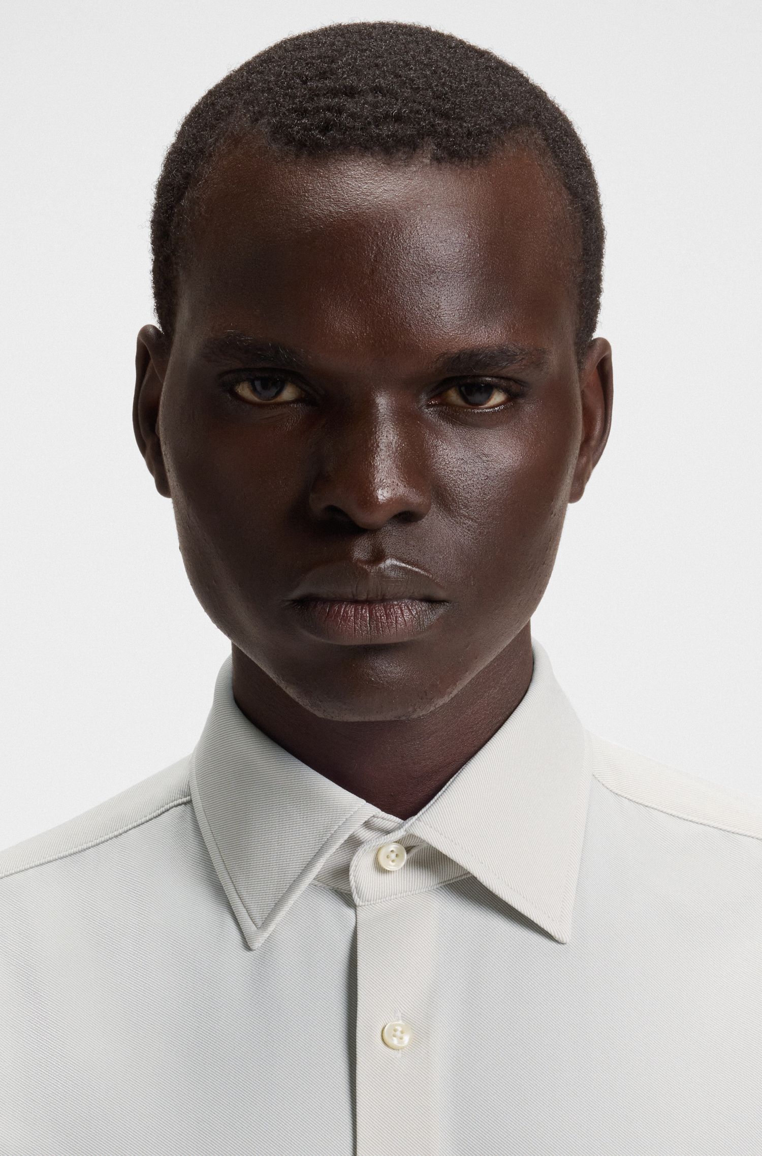 【BOSS博斯】印花弹力斜纹面料修身衬衫