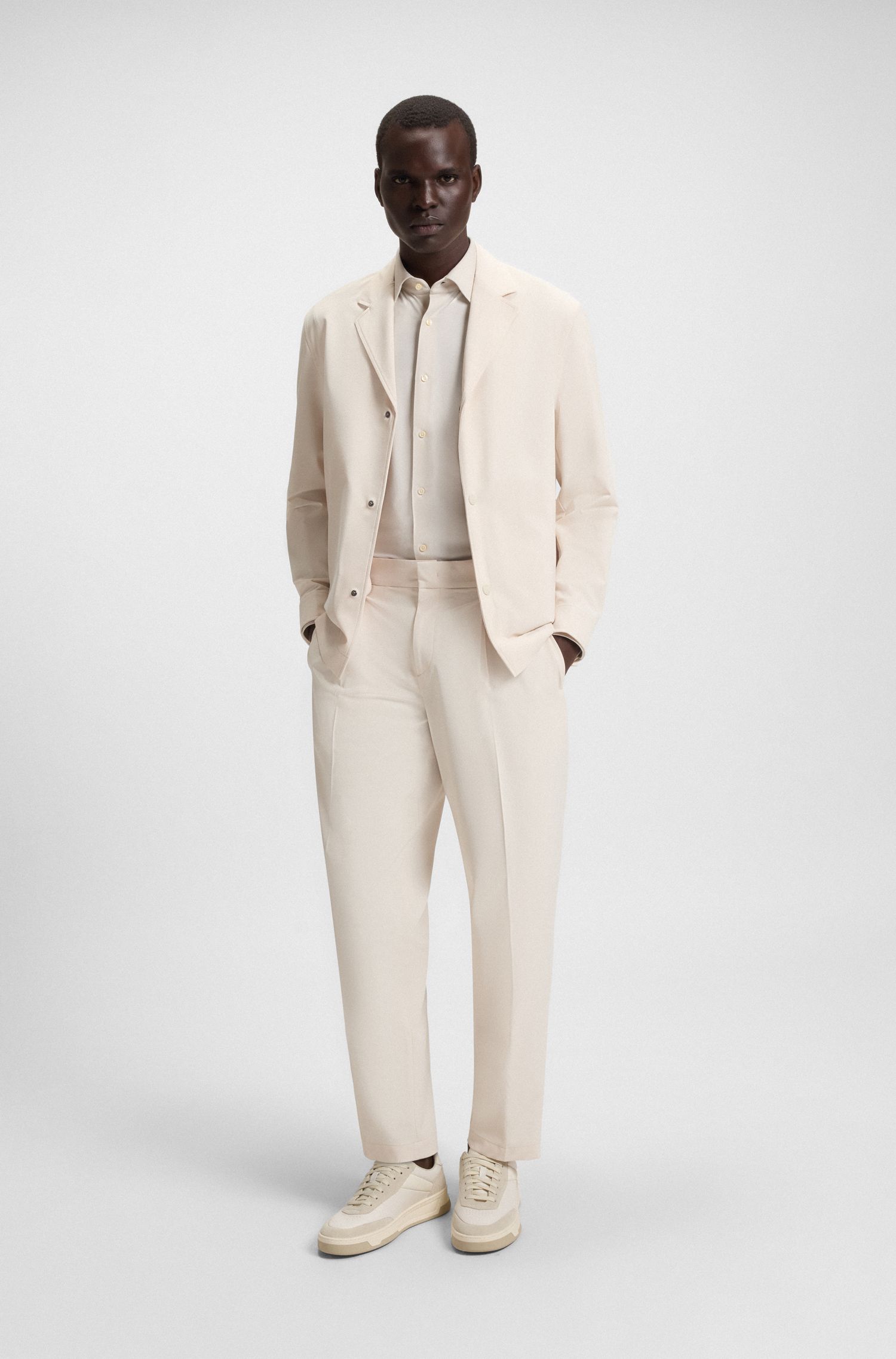 【BOSS博斯】印花弹力斜纹面料修身衬衫