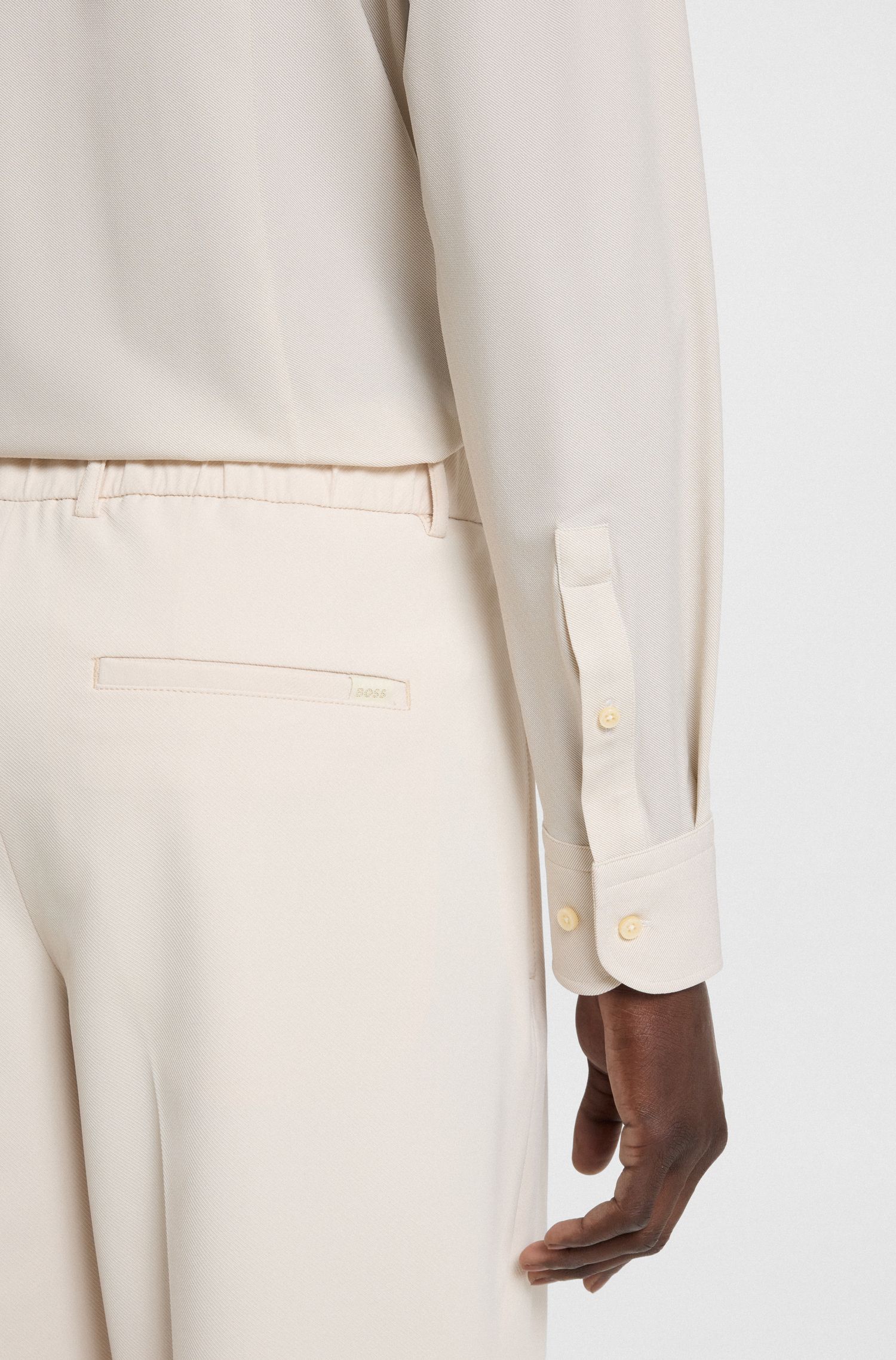 【BOSS博斯】印花弹力斜纹面料修身衬衫