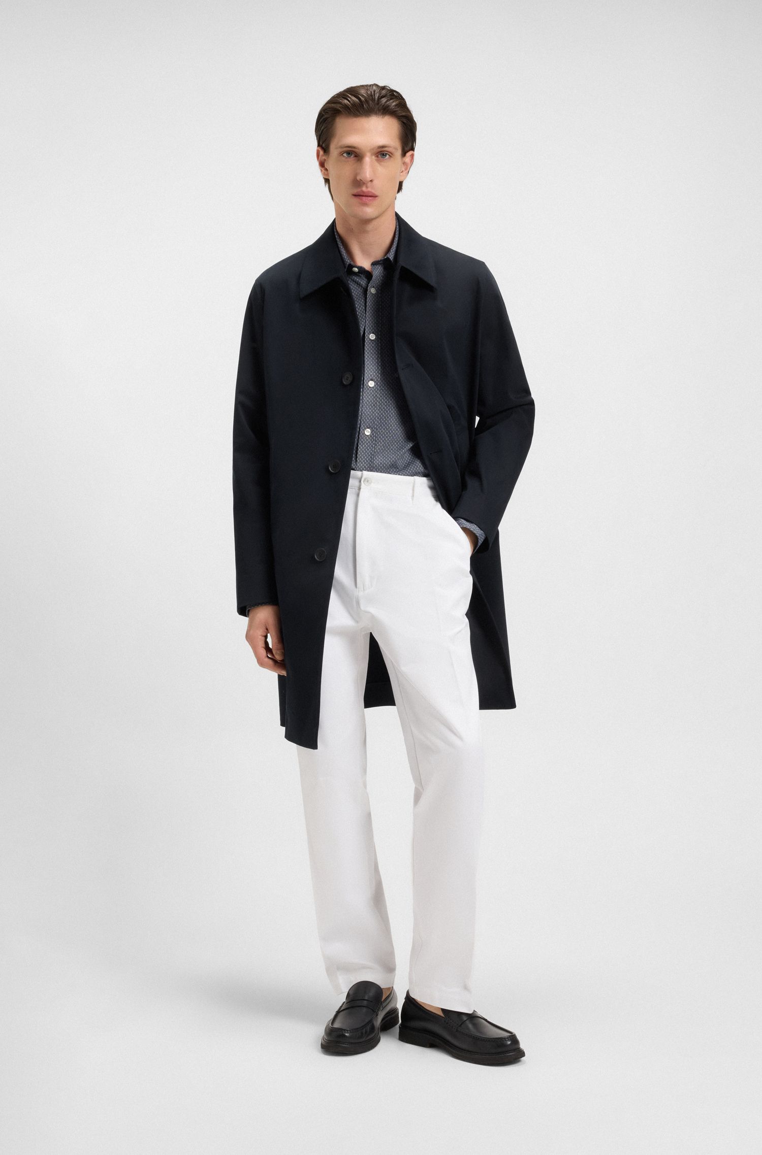 【BOSS博斯】经典版型弹力棉质大衣