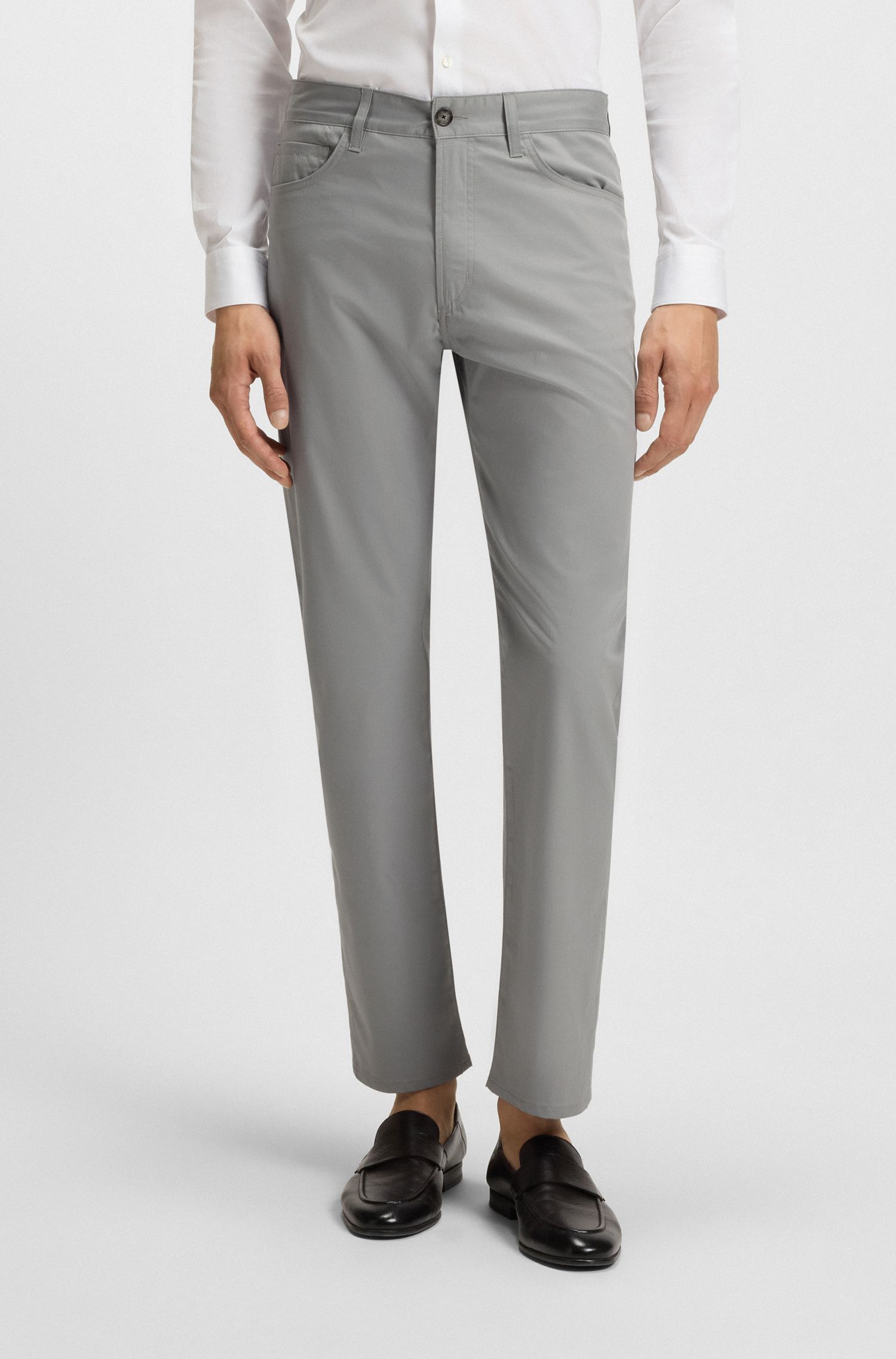 【BOSS博斯】棉真丝混纺弹性面料修身长裤