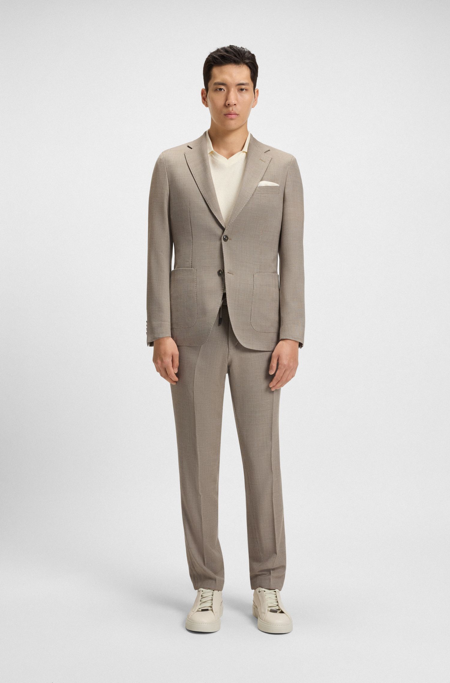 【BOSS博斯】羊毛真丝混纺修身版西装