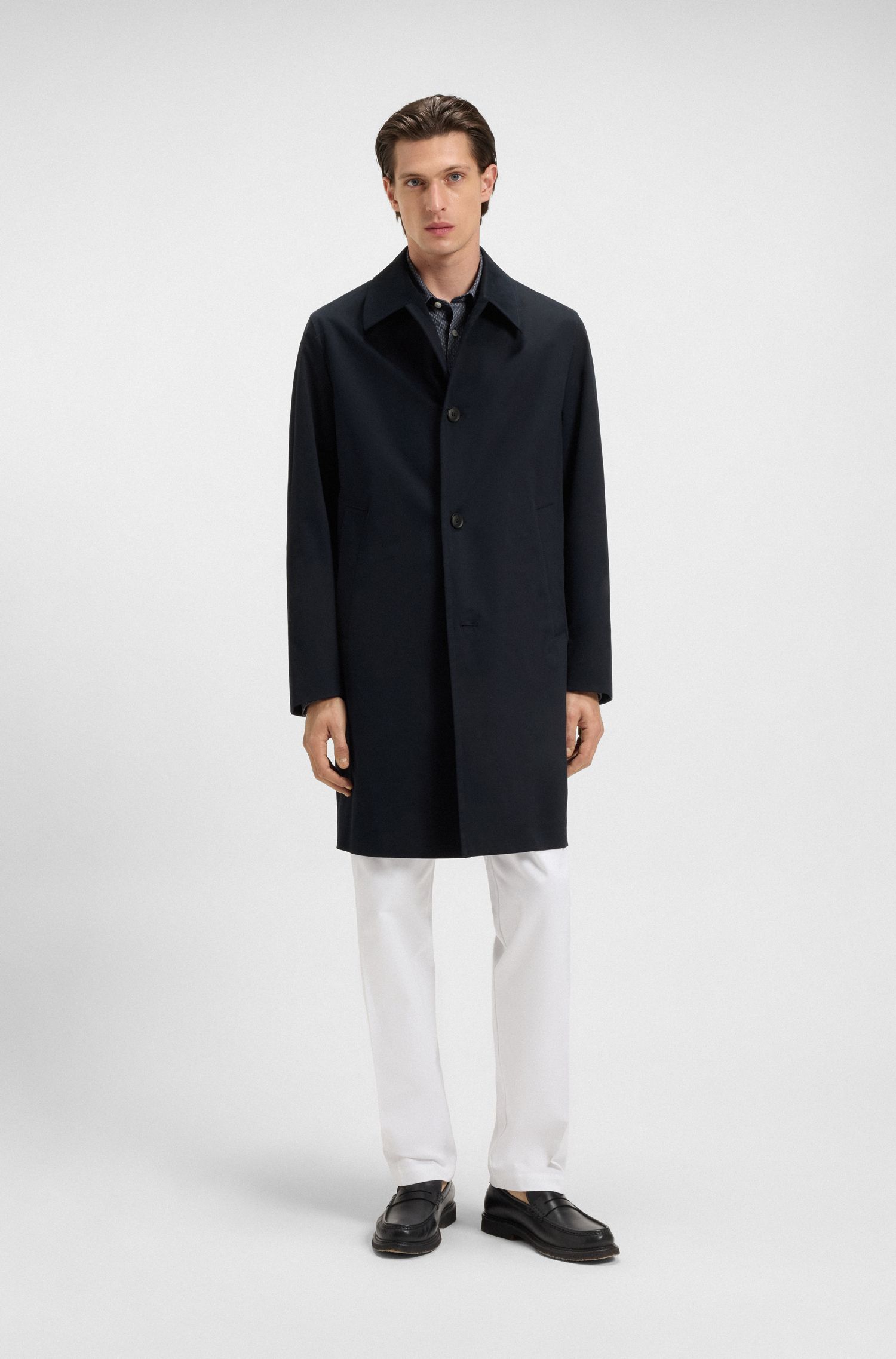 【BOSS博斯】经典版型弹力棉质大衣