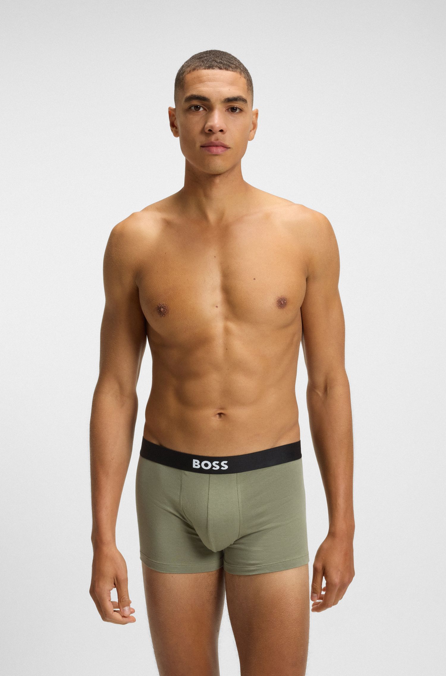 【BOSS博斯】徽标装饰裤腰弹力平角内裤三条装