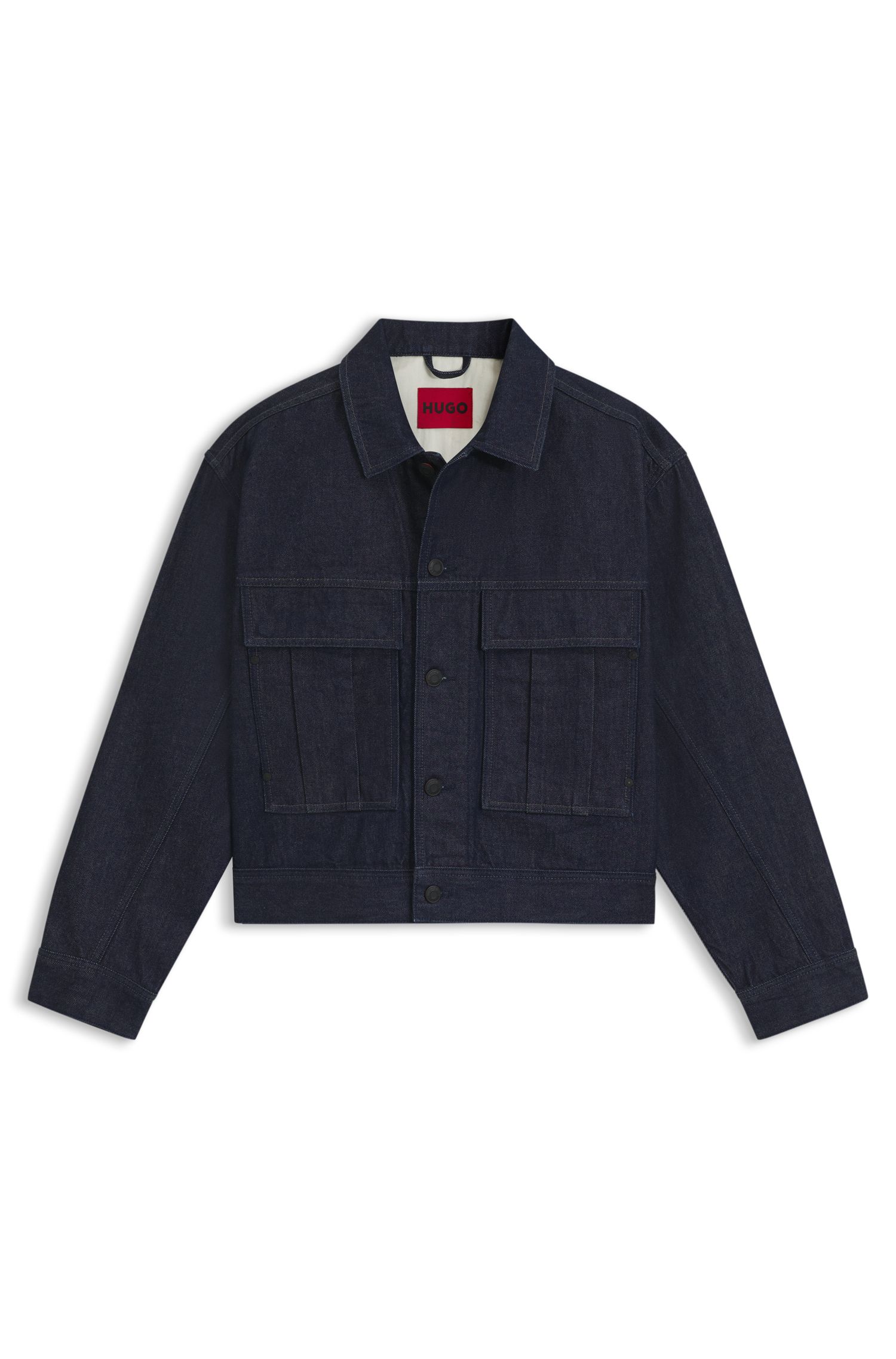 【HUGO雨果】深蓝色日式牛仔布宽松版夹克