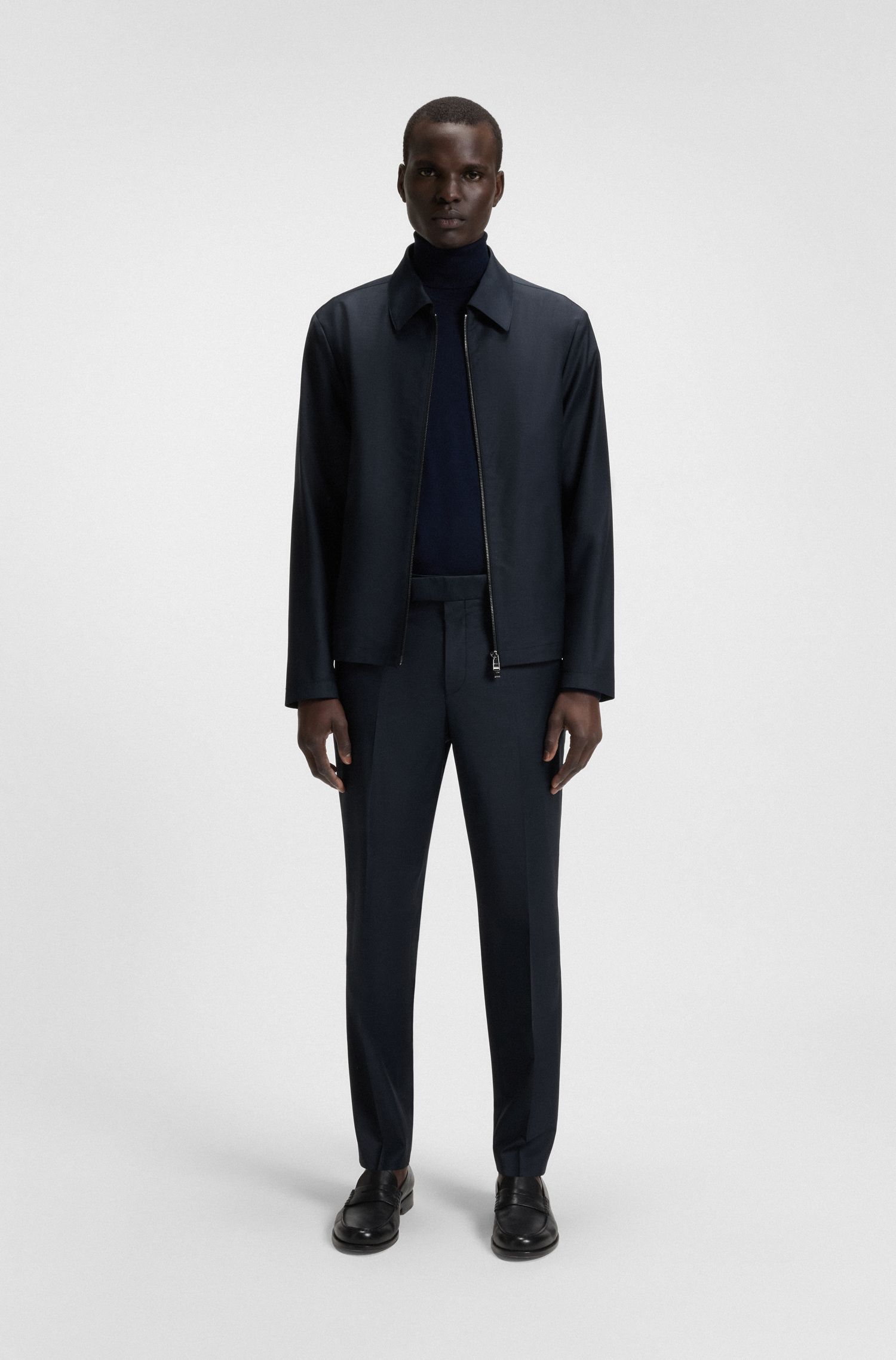 【BOSS博斯】羊毛混纺修身两件套西装