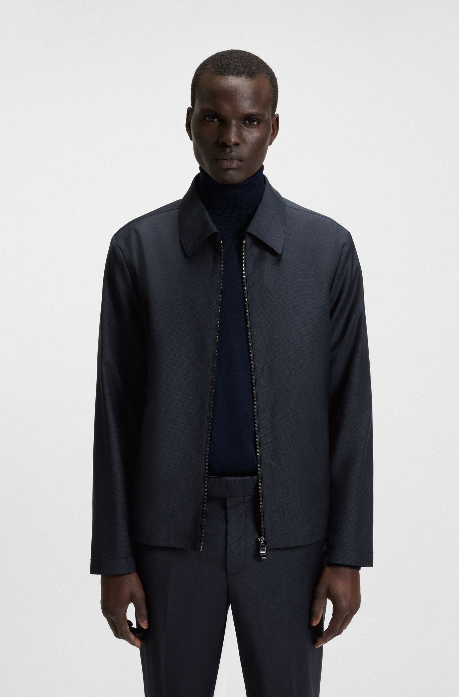 【BOSS博斯】羊毛混纺修身两件套西装