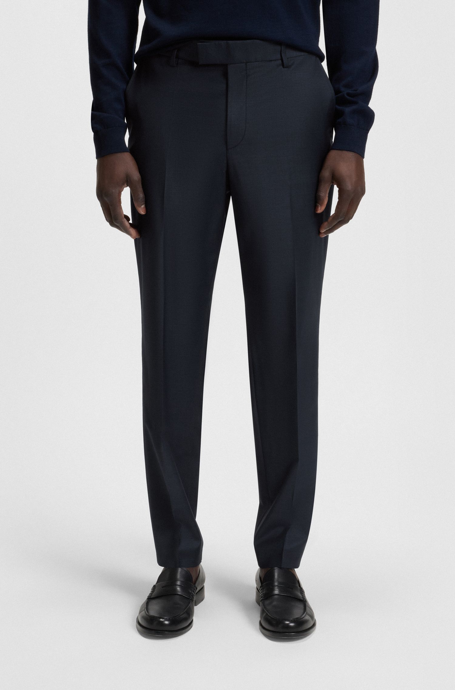 【BOSS博斯】羊毛混纺修身两件套西装