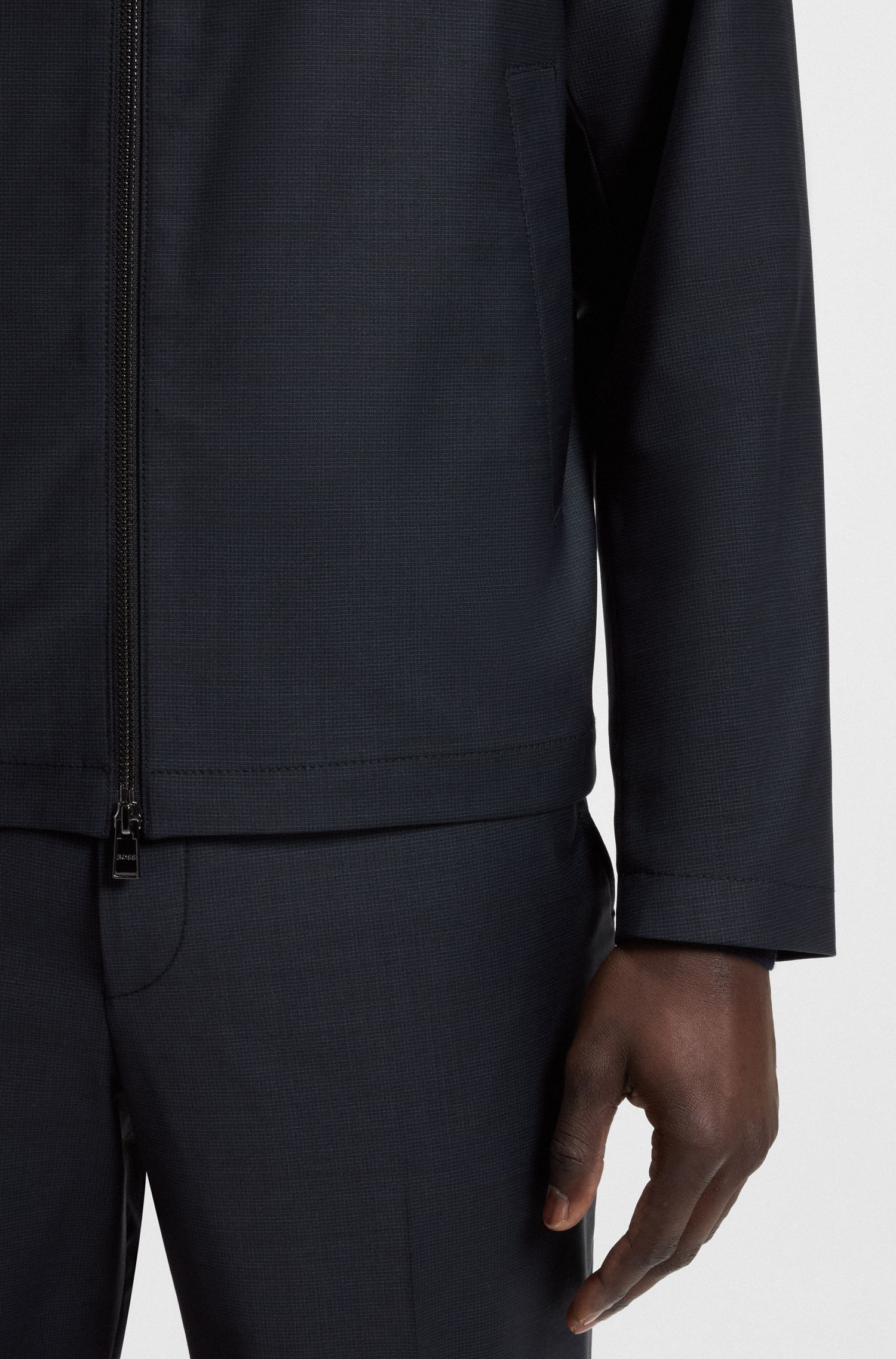 【BOSS博斯】羊毛混纺修身两件套西装