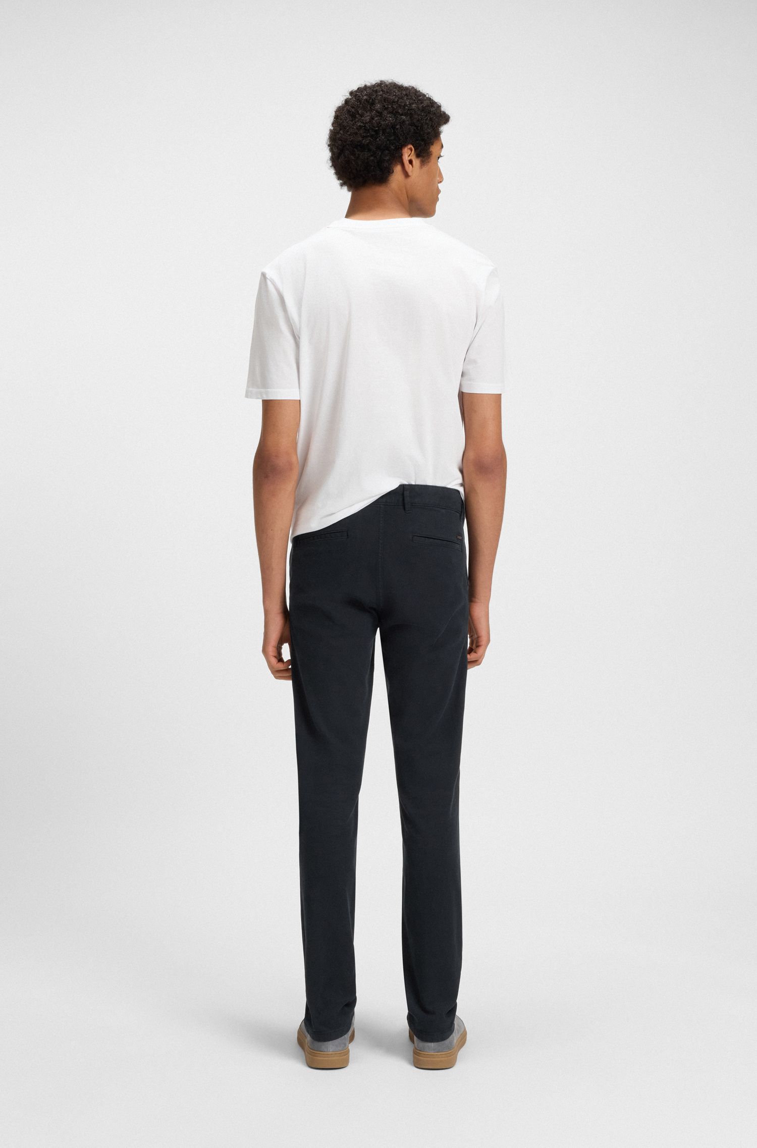 【BOSS博斯】弹力棉提花修身长裤