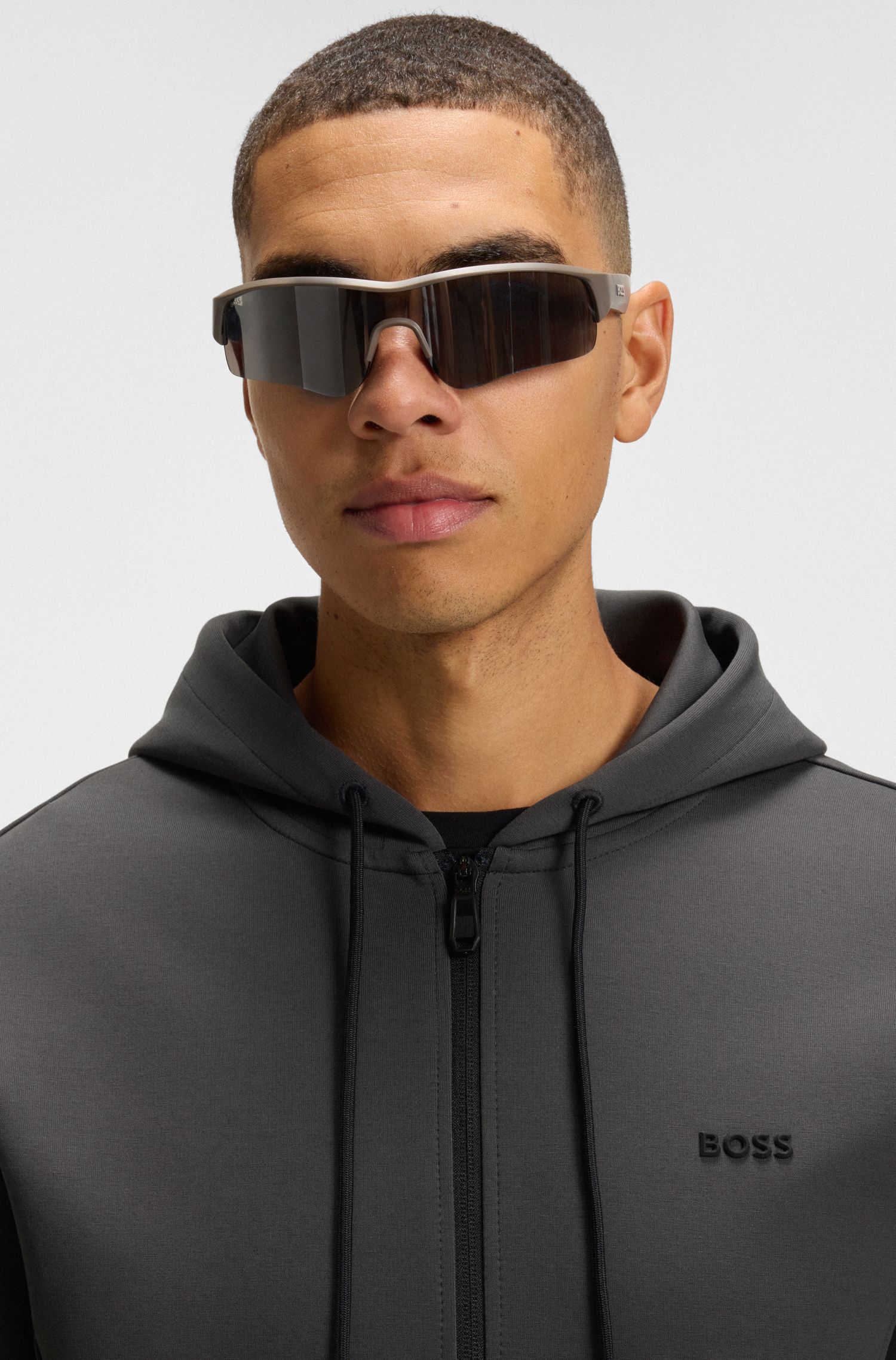 【BOSS博斯】棉混纺拉链连帽衫