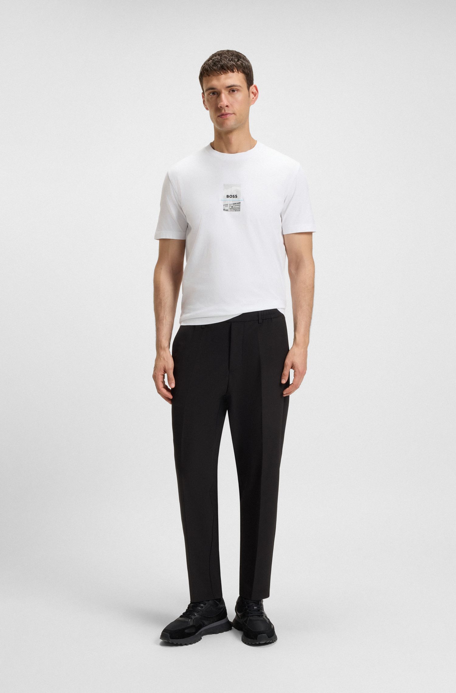 【BOSS博斯】照片印花弹力棉宽松 T 恤