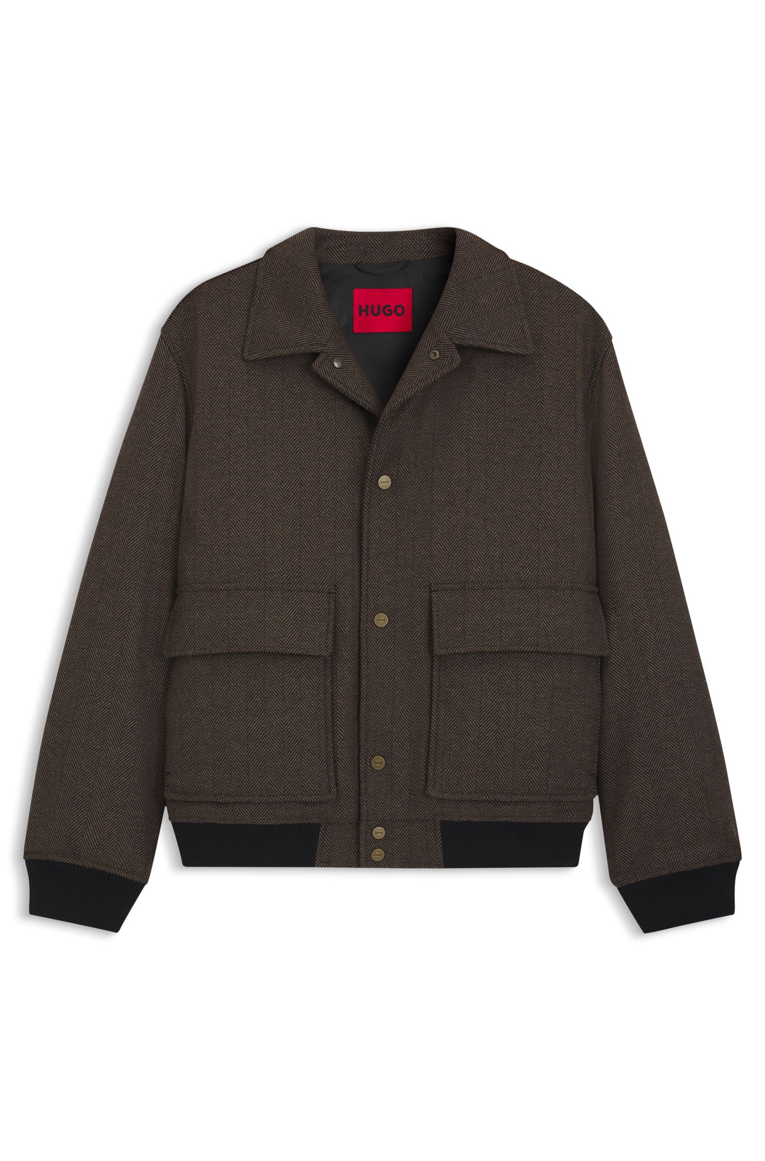 【HUGO雨果】人字纹面料宽松夹克