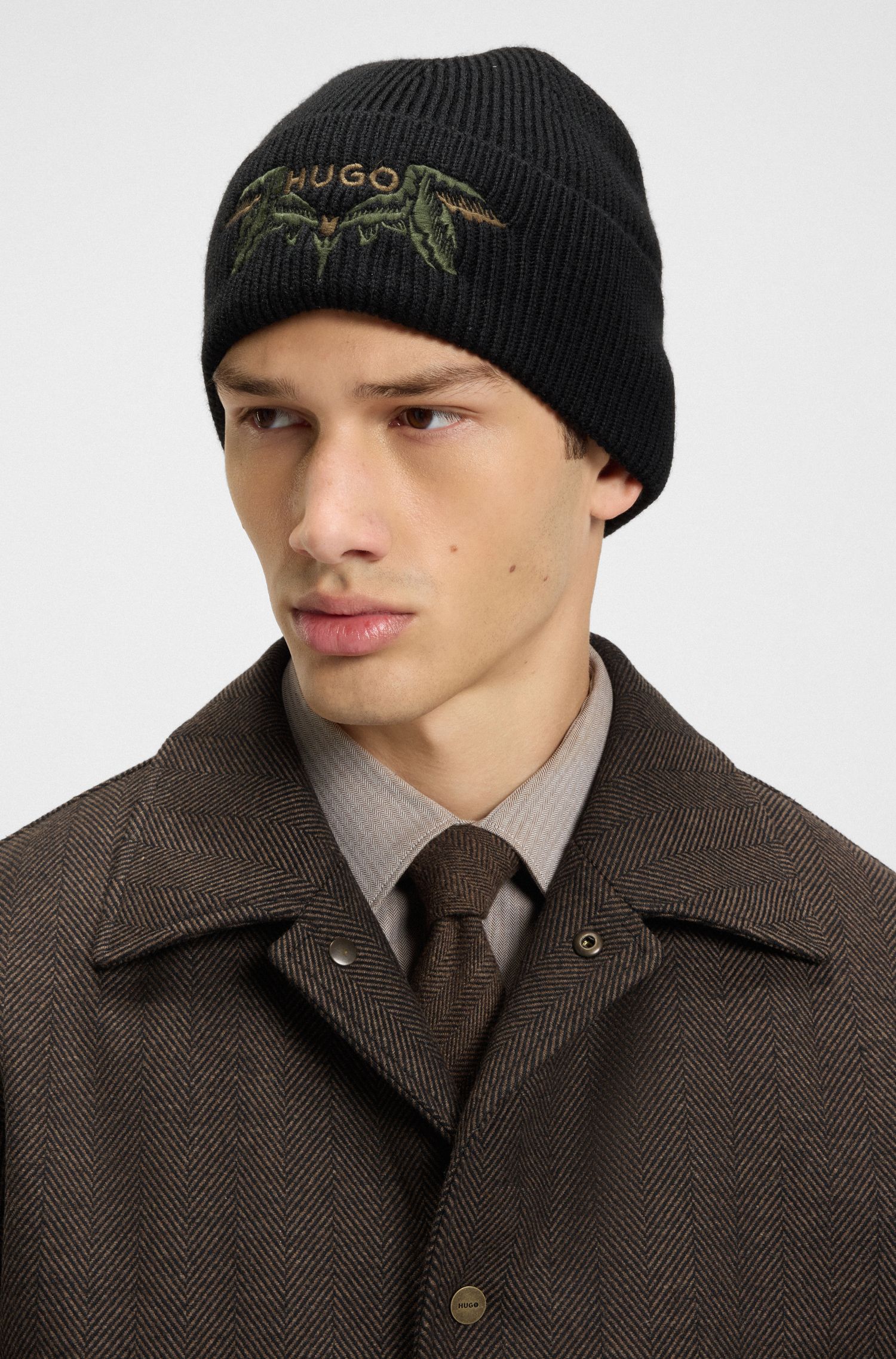 【HUGO雨果】人字纹面料宽松夹克