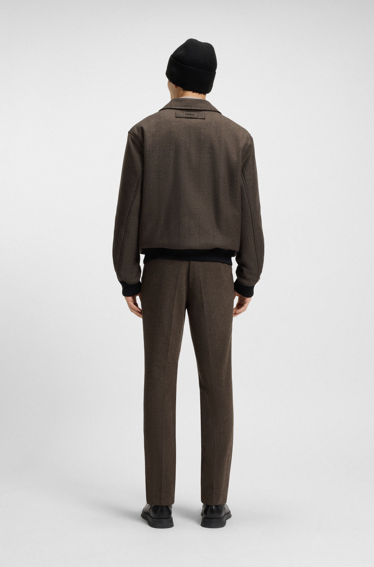 【HUGO雨果】人字纹面料宽松夹克