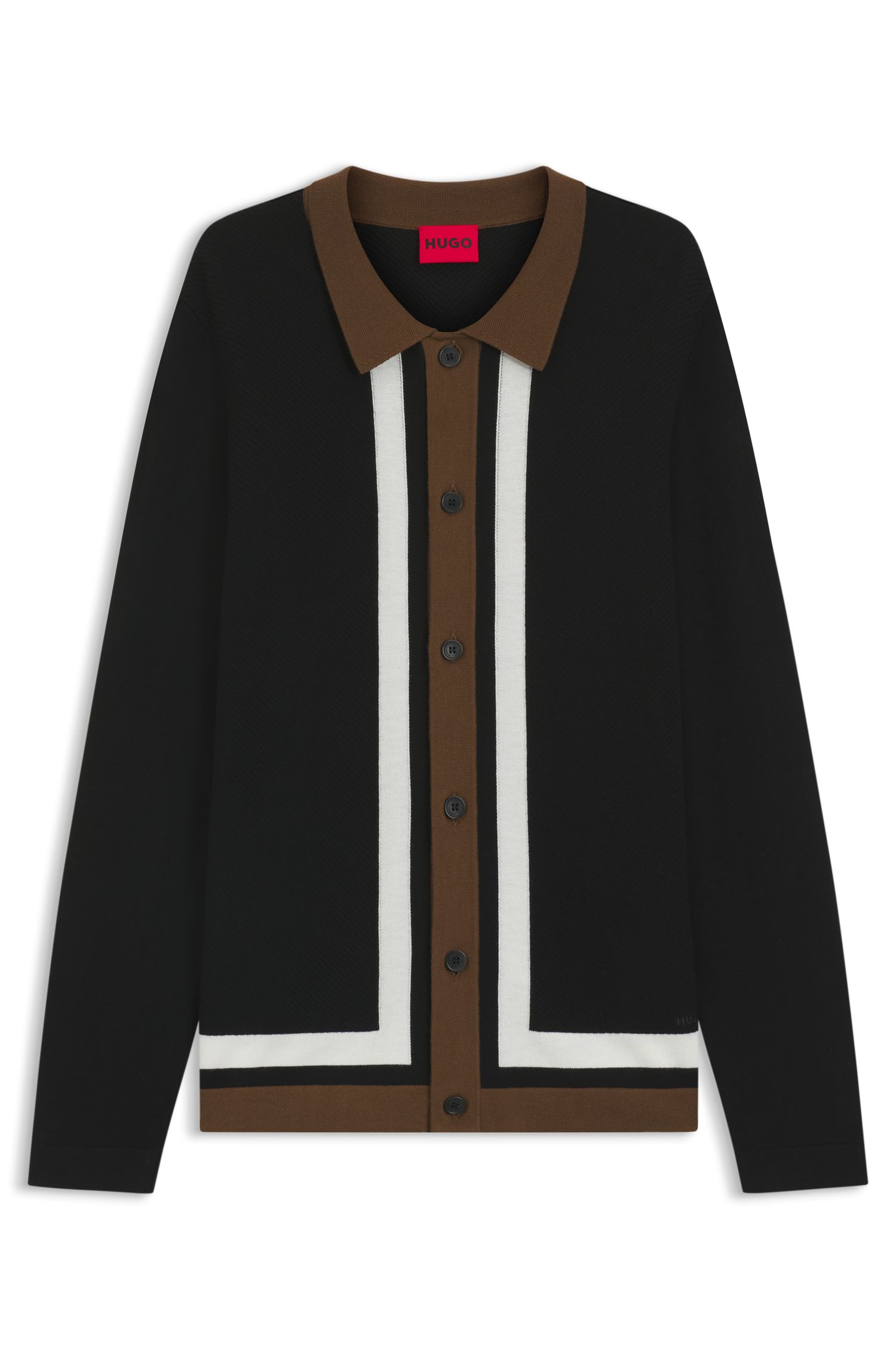 【HUGO雨果】撞色条纹的系扣式毛衣