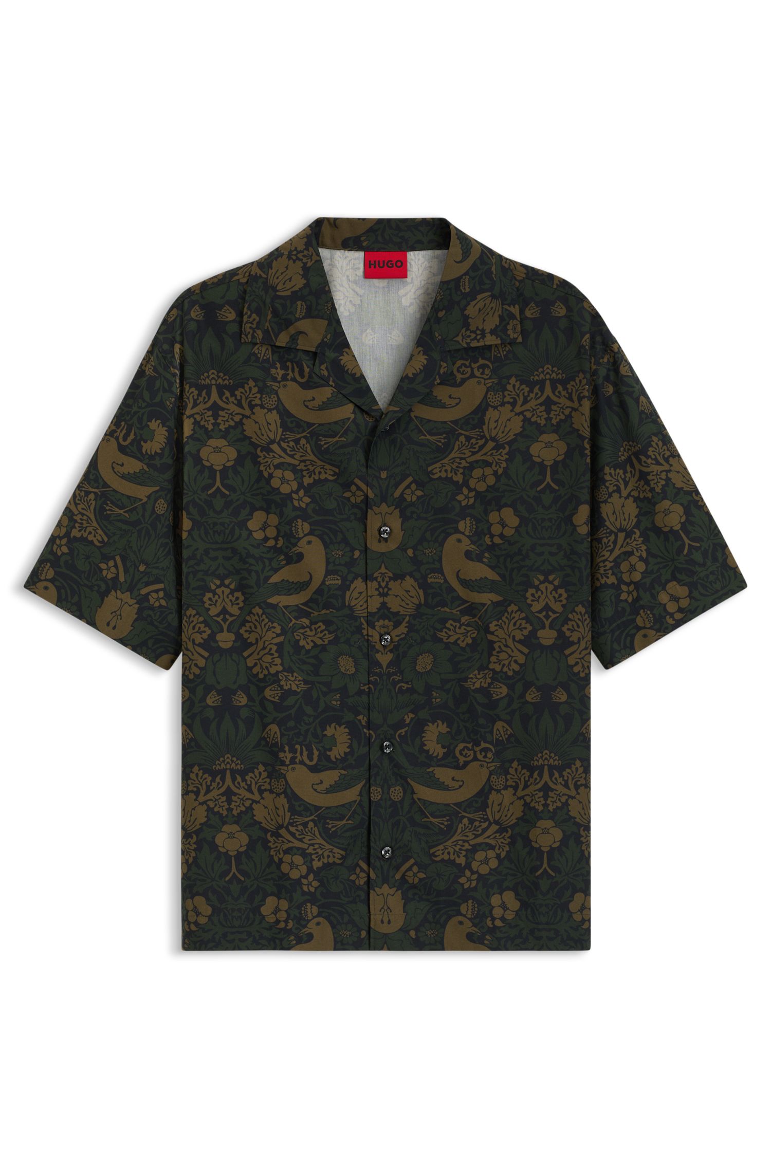 【HUGO雨果】印花棉质府绸宽松版型衬衫