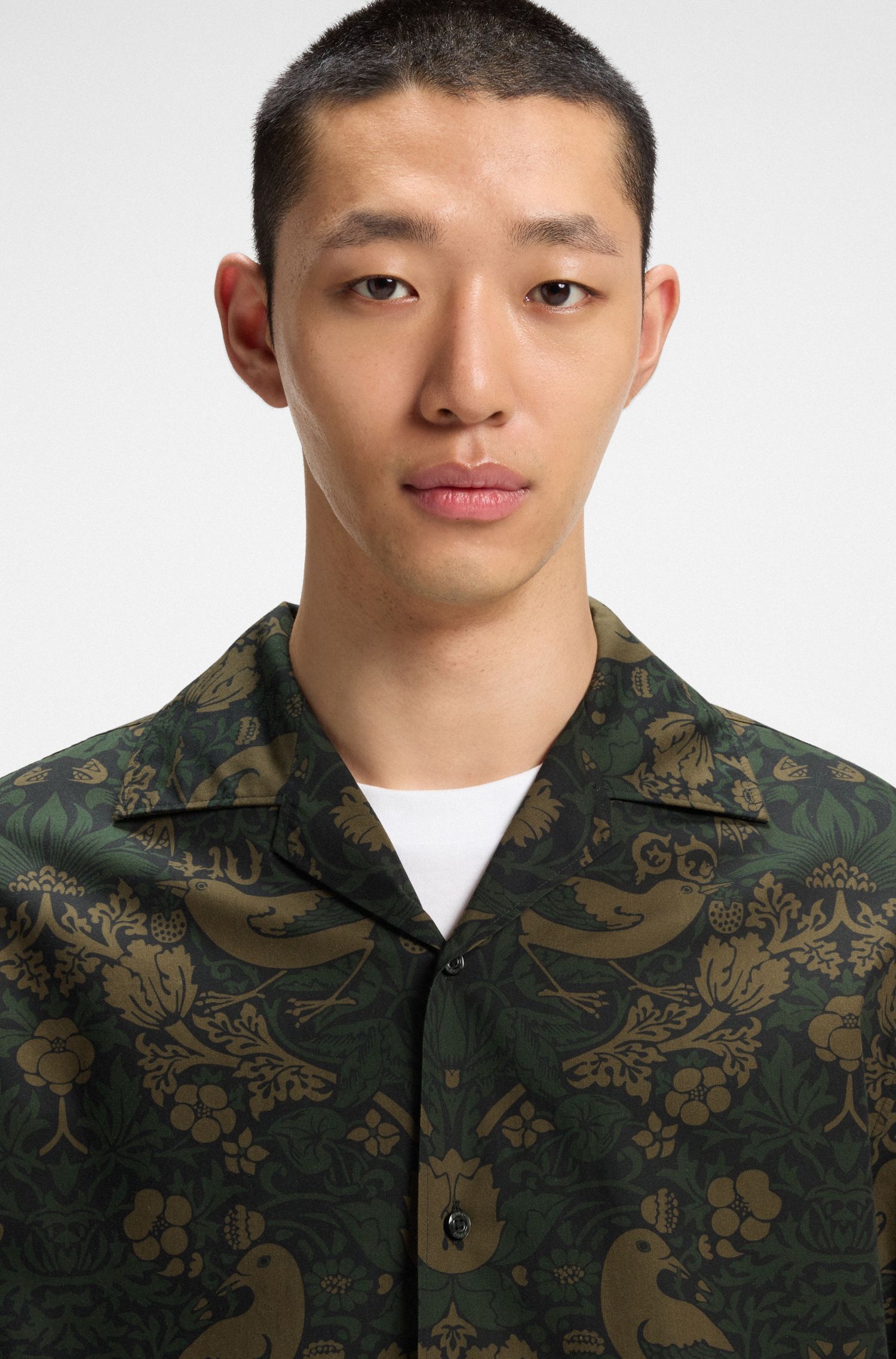 【HUGO雨果】印花棉质府绸宽松版型衬衫