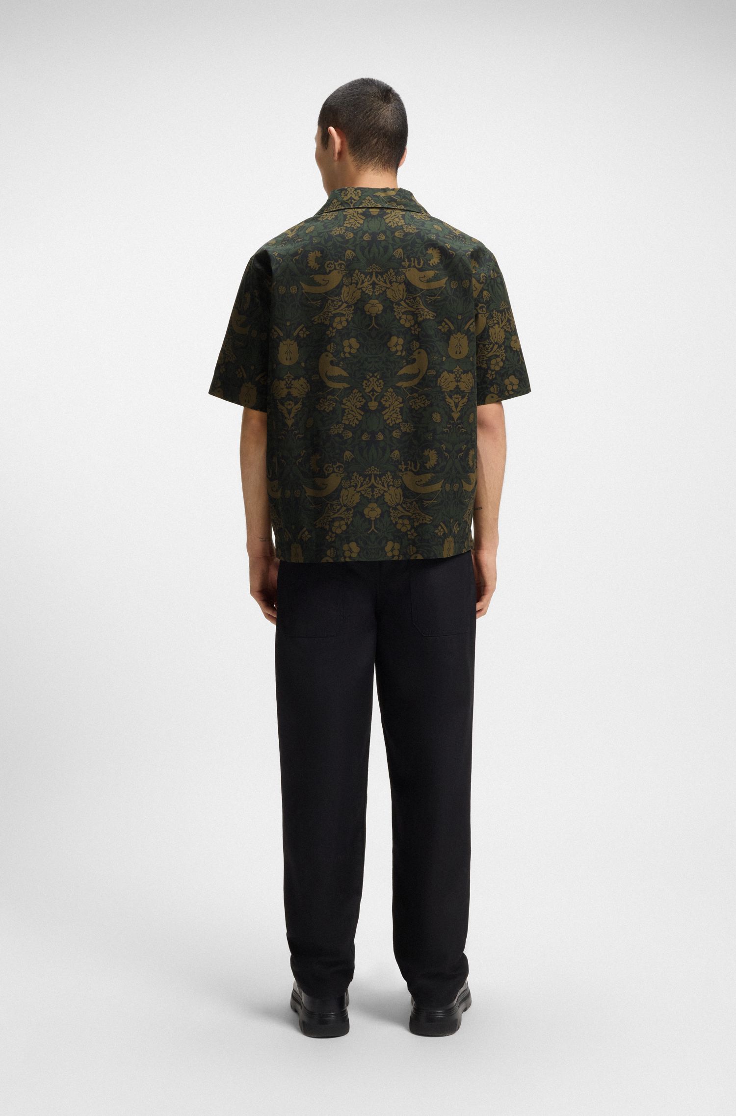 【HUGO雨果】印花棉质府绸宽松版型衬衫