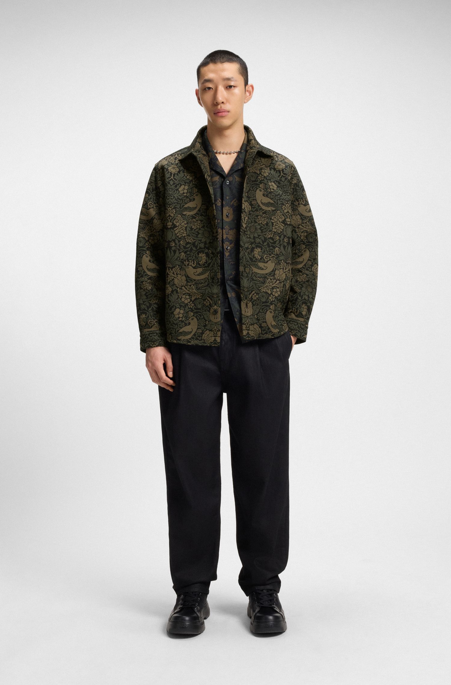 【HUGO雨果】织锦提花宽松版型衬衫