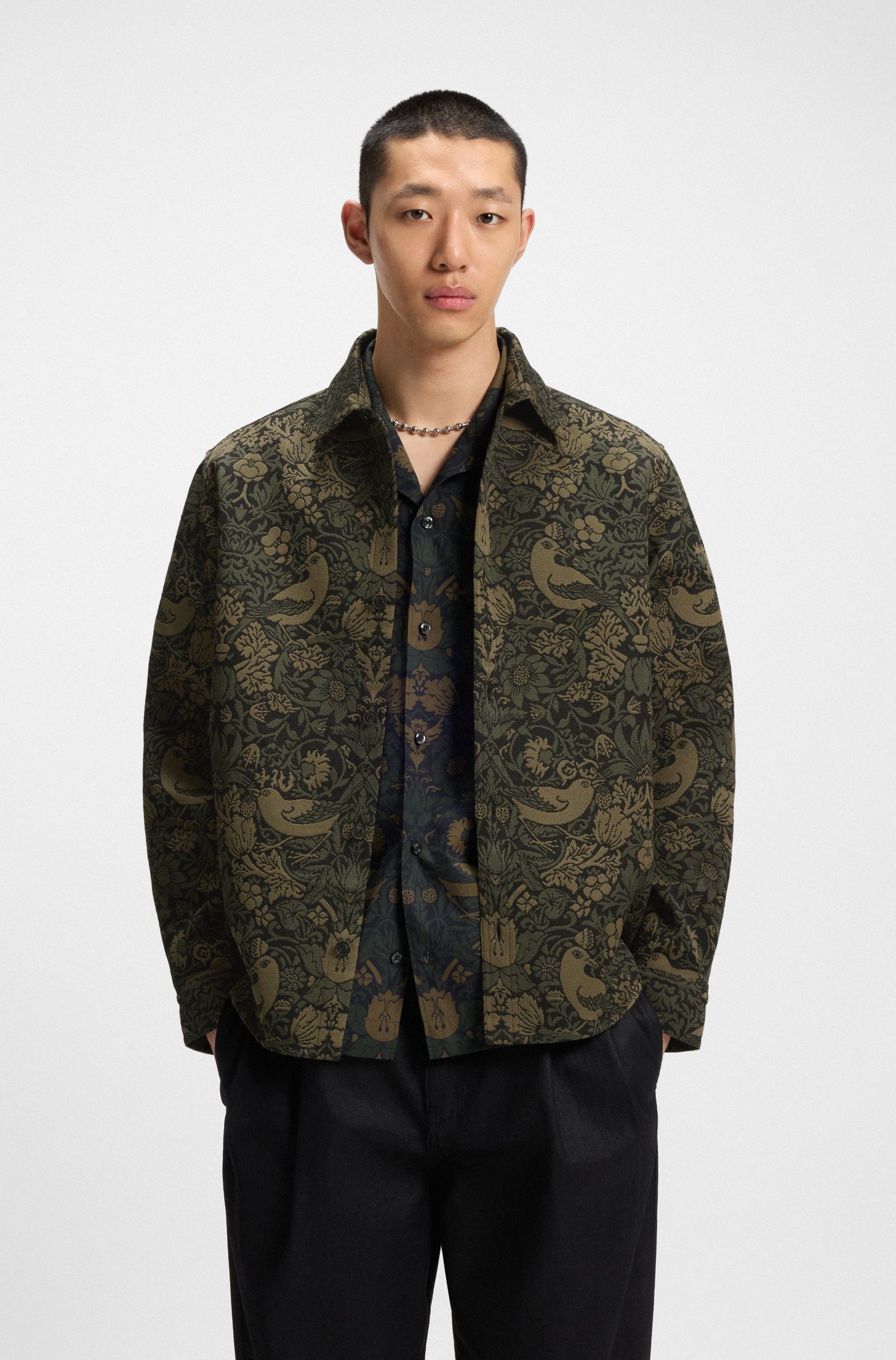 【HUGO雨果】织锦提花宽松版型衬衫