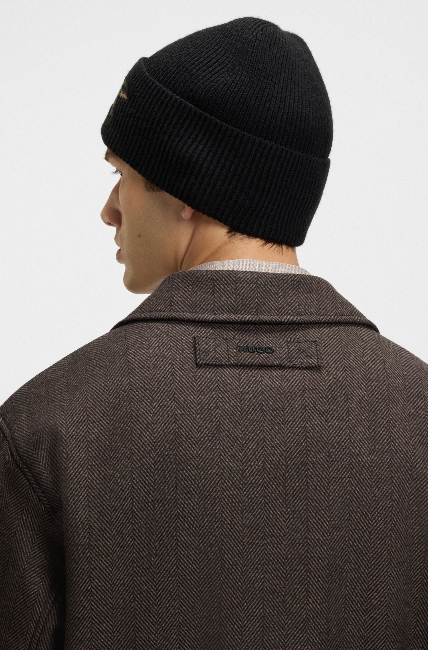 【HUGO雨果】人字纹面料宽松夹克