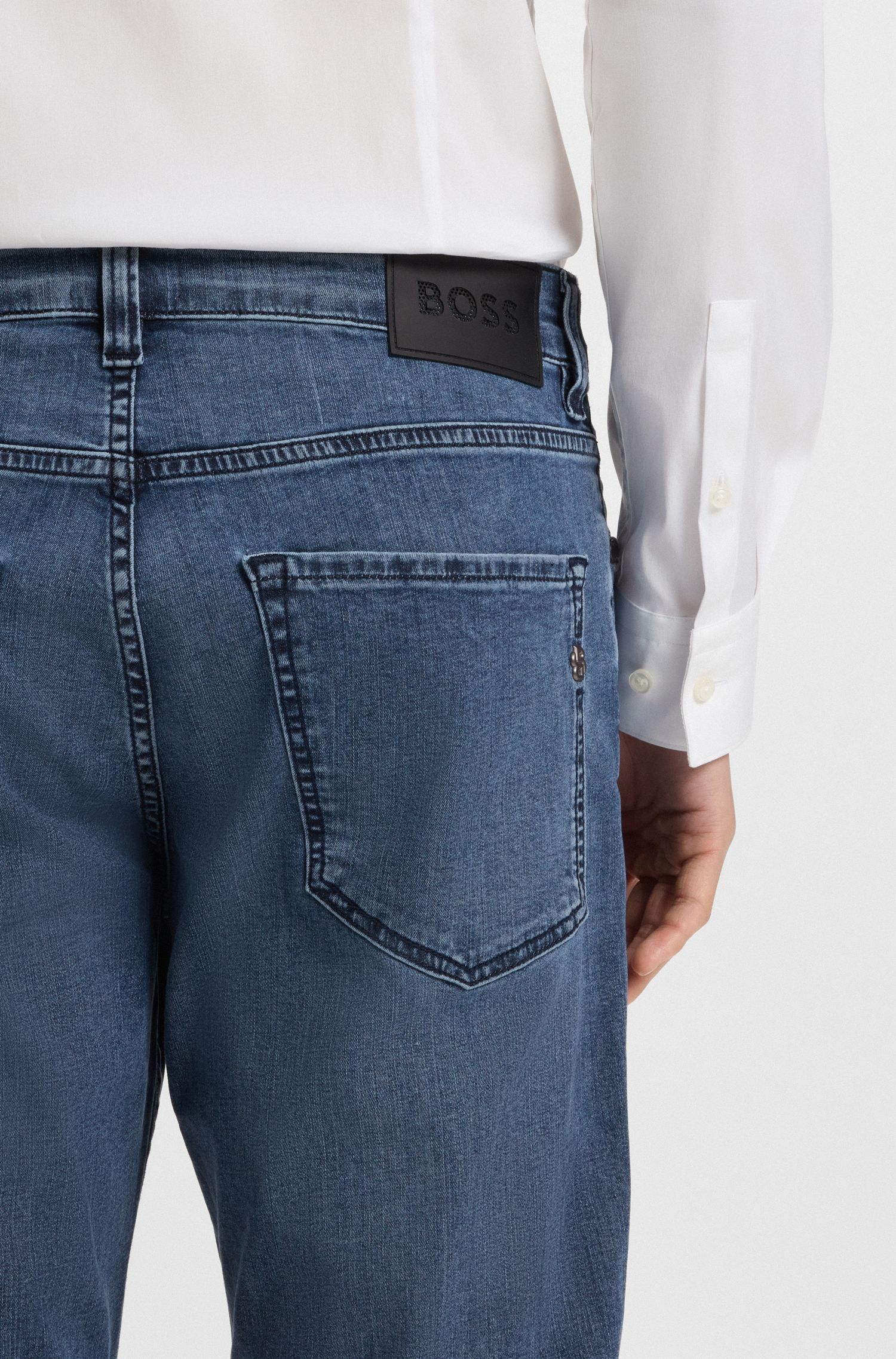 【BOSS博斯】Maine 蓝色弹力牛仔布常规版牛仔裤