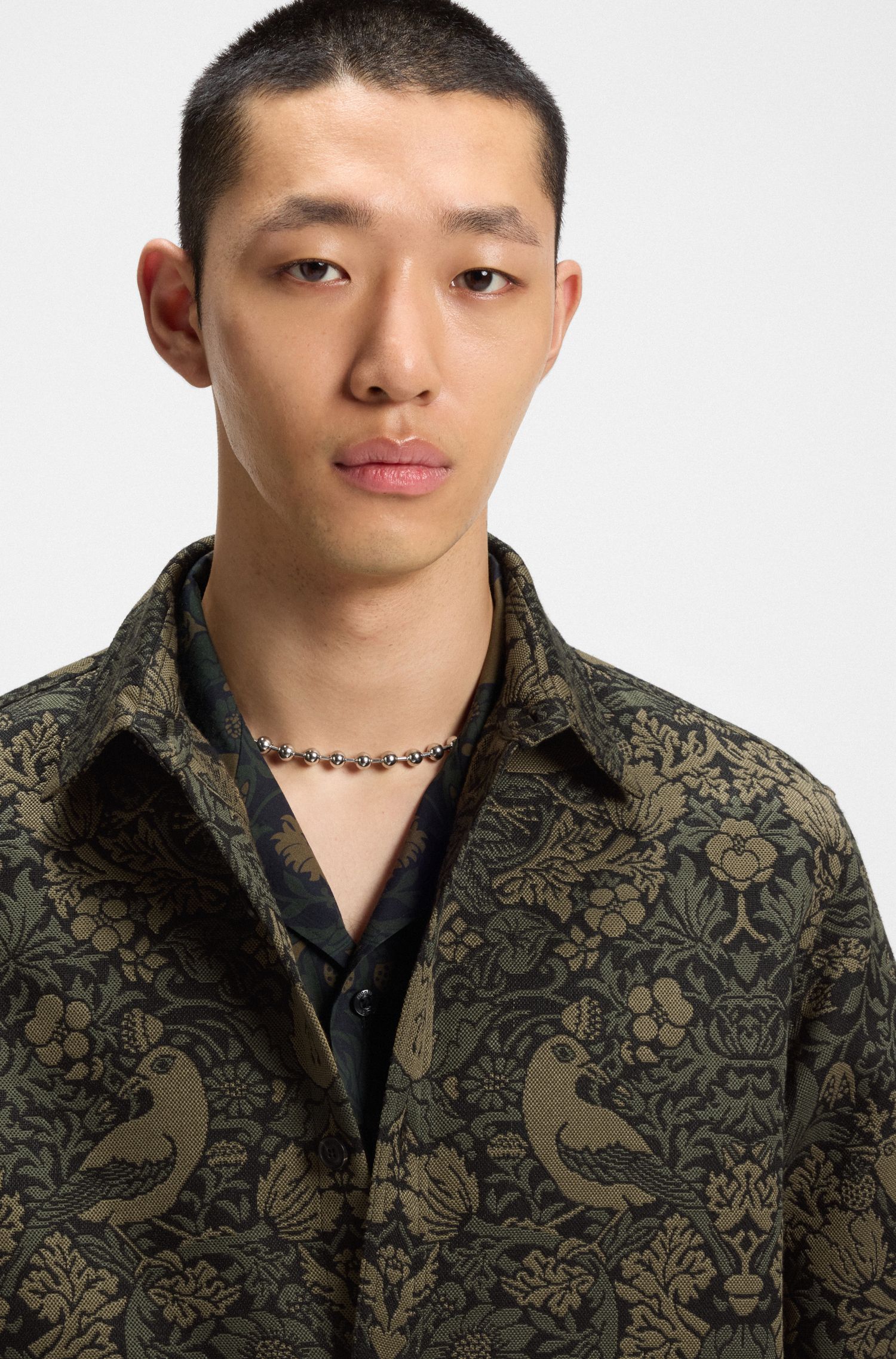 【HUGO雨果】织锦提花宽松版型衬衫