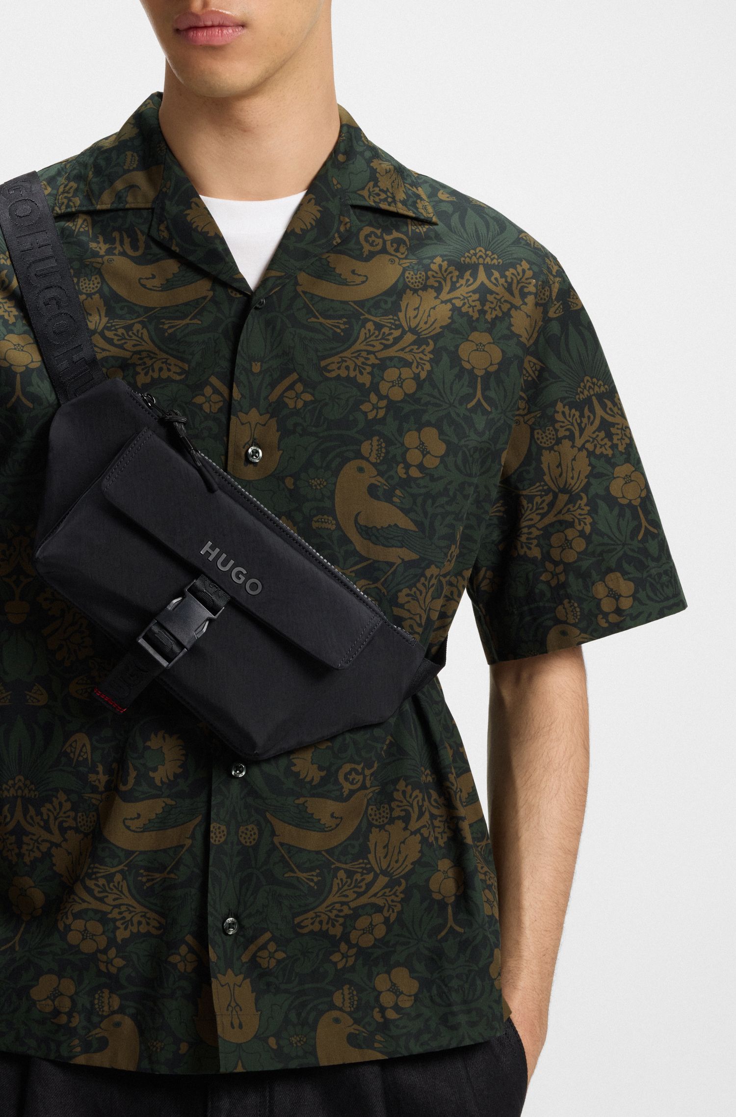 【HUGO雨果】印花棉质府绸宽松版型衬衫