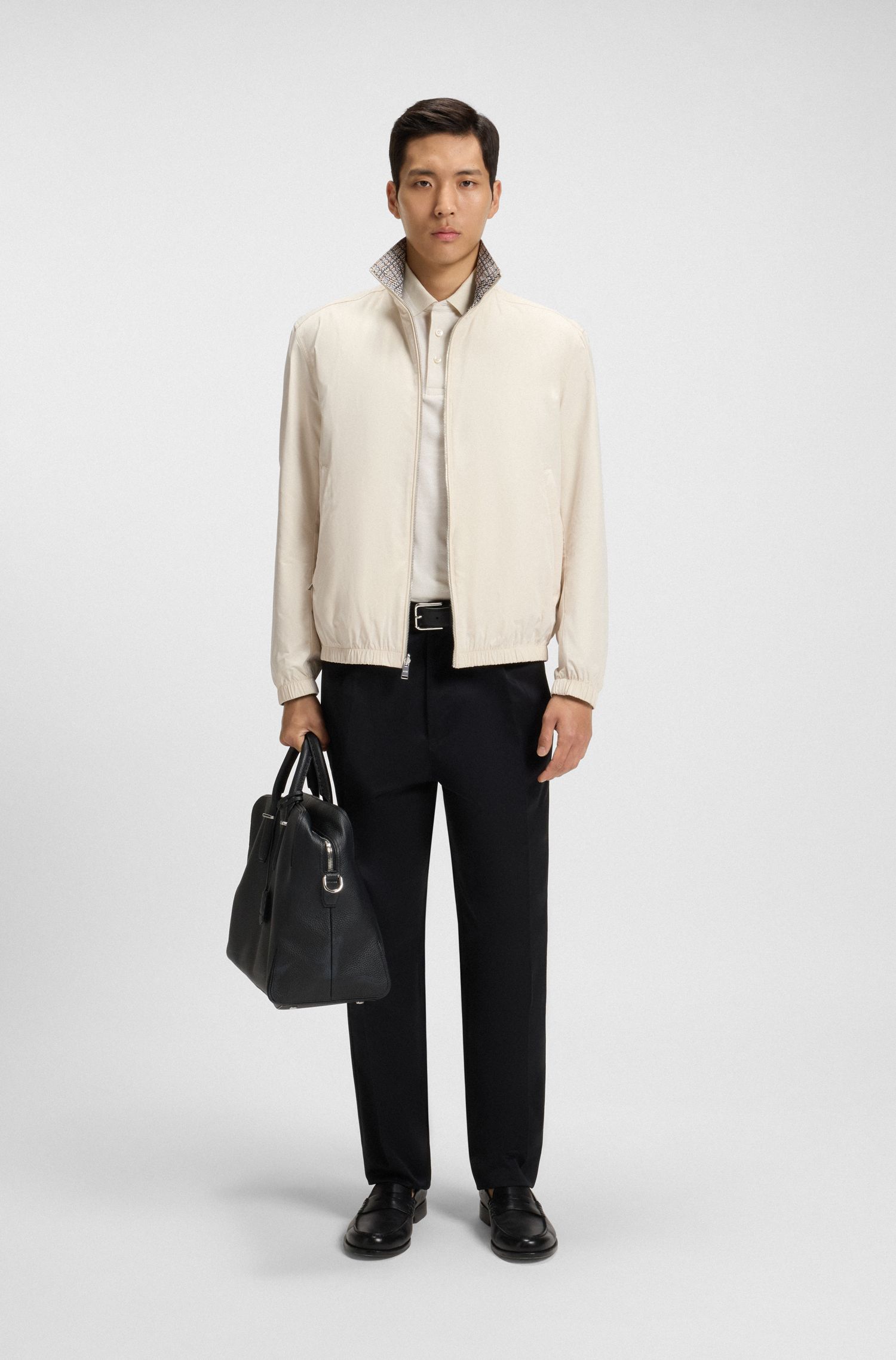 【BOSS博斯】格纹图案装饰饰面双面夹克