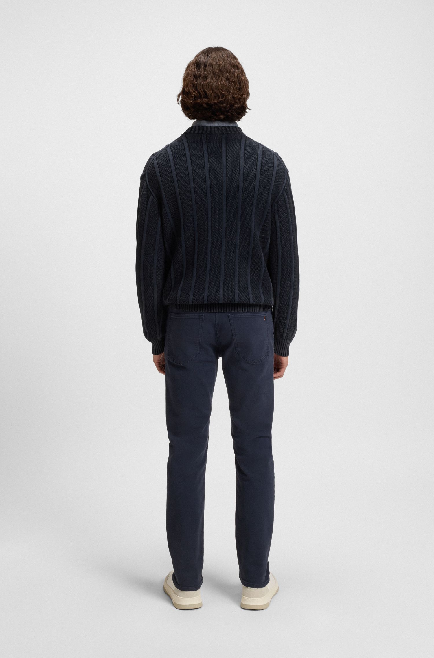 【BOSS博斯】罗纹和 Ricecorn 结构棉质毛衣