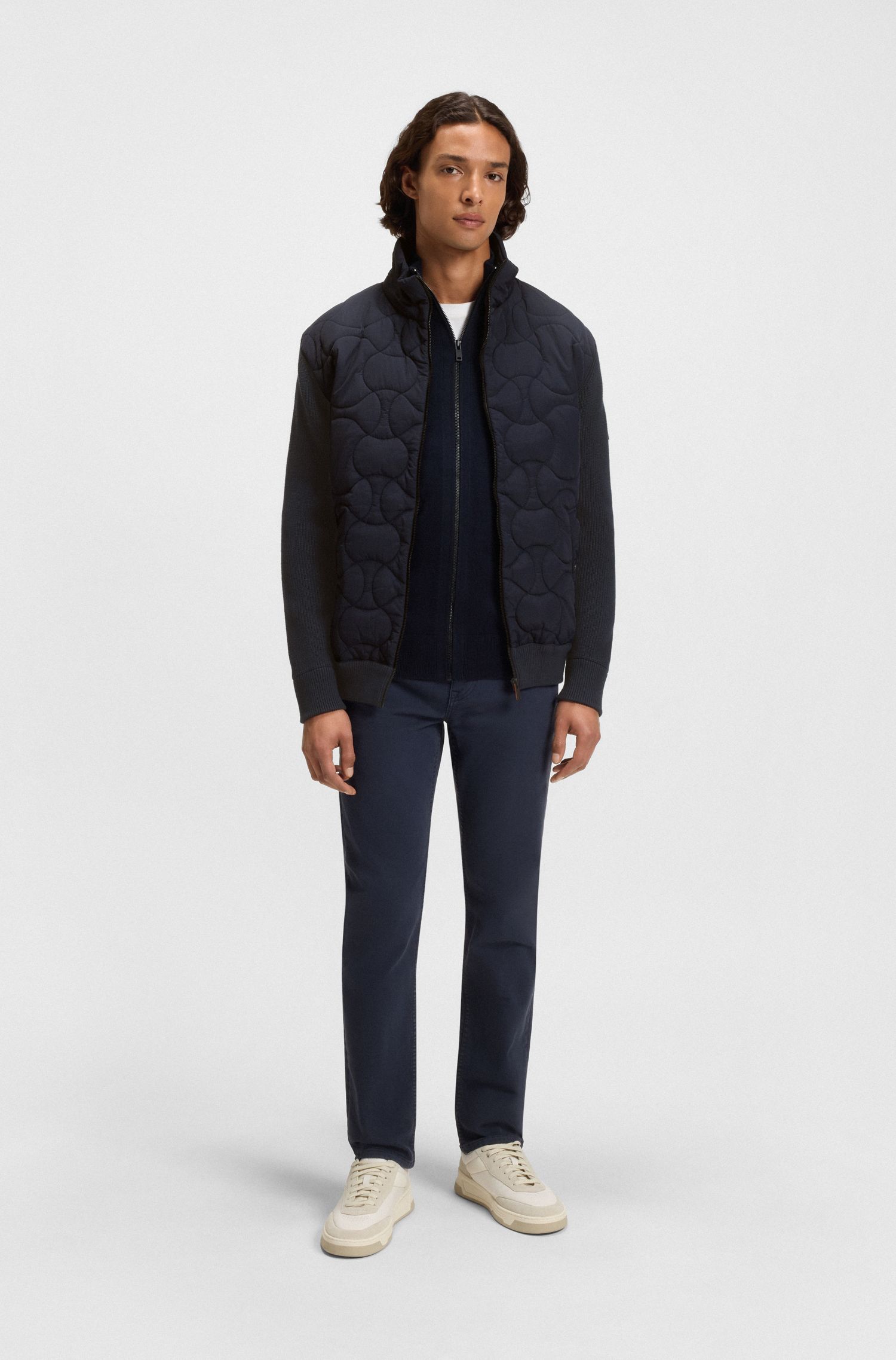 【BOSS博斯】棉质混纺衣袖和背面夹棉夹克