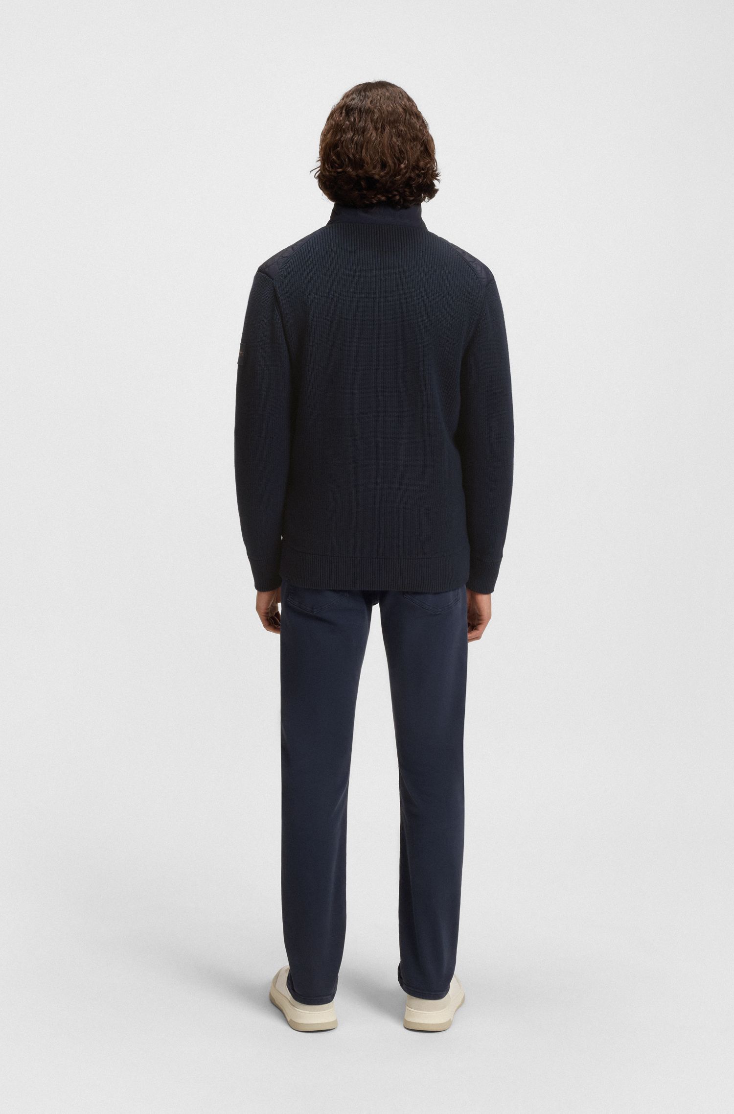 【BOSS博斯】棉质混纺衣袖和背面夹棉夹克