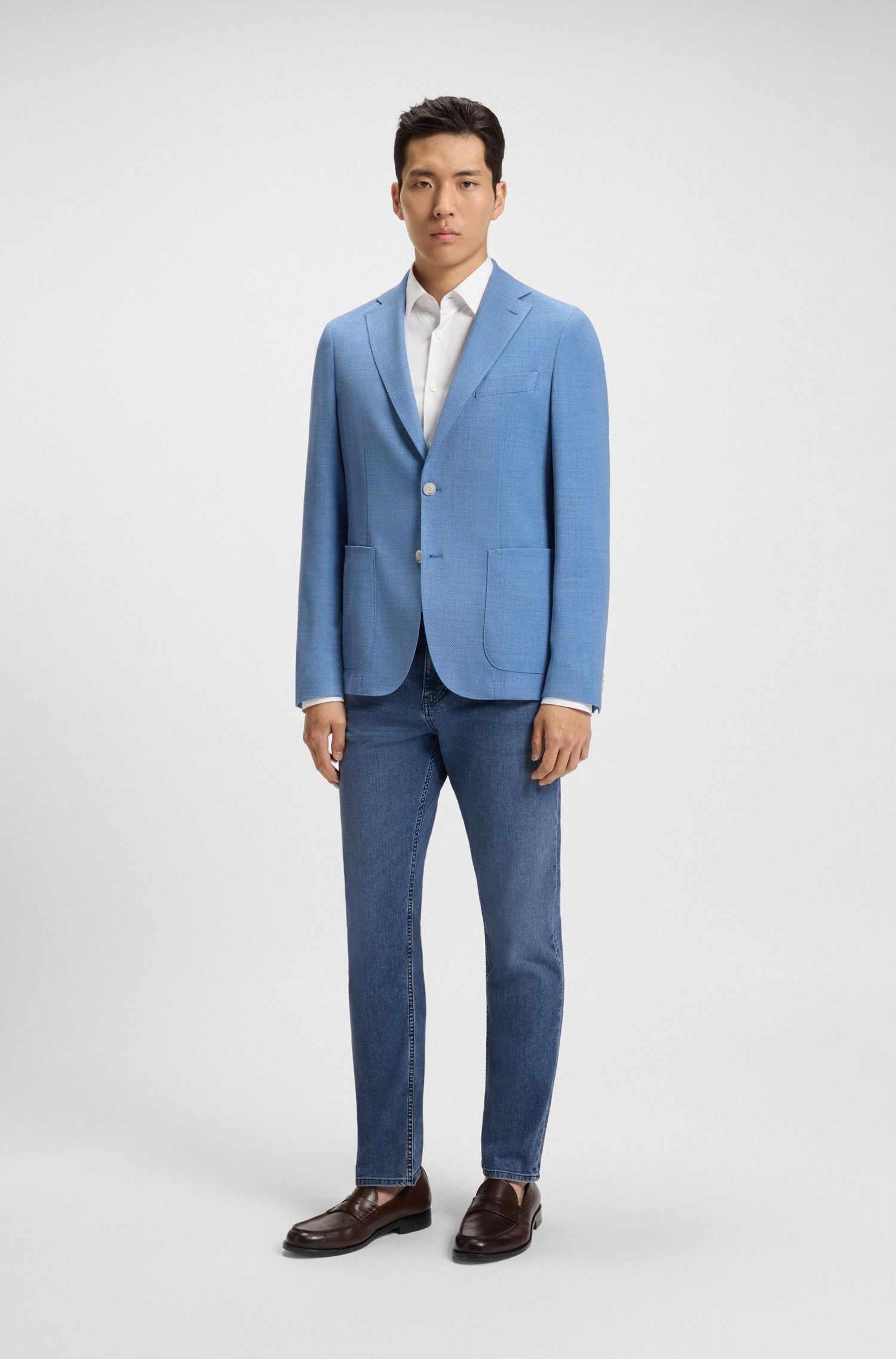 【BOSS博斯】Maine 蓝色弹力牛仔布常规版牛仔裤