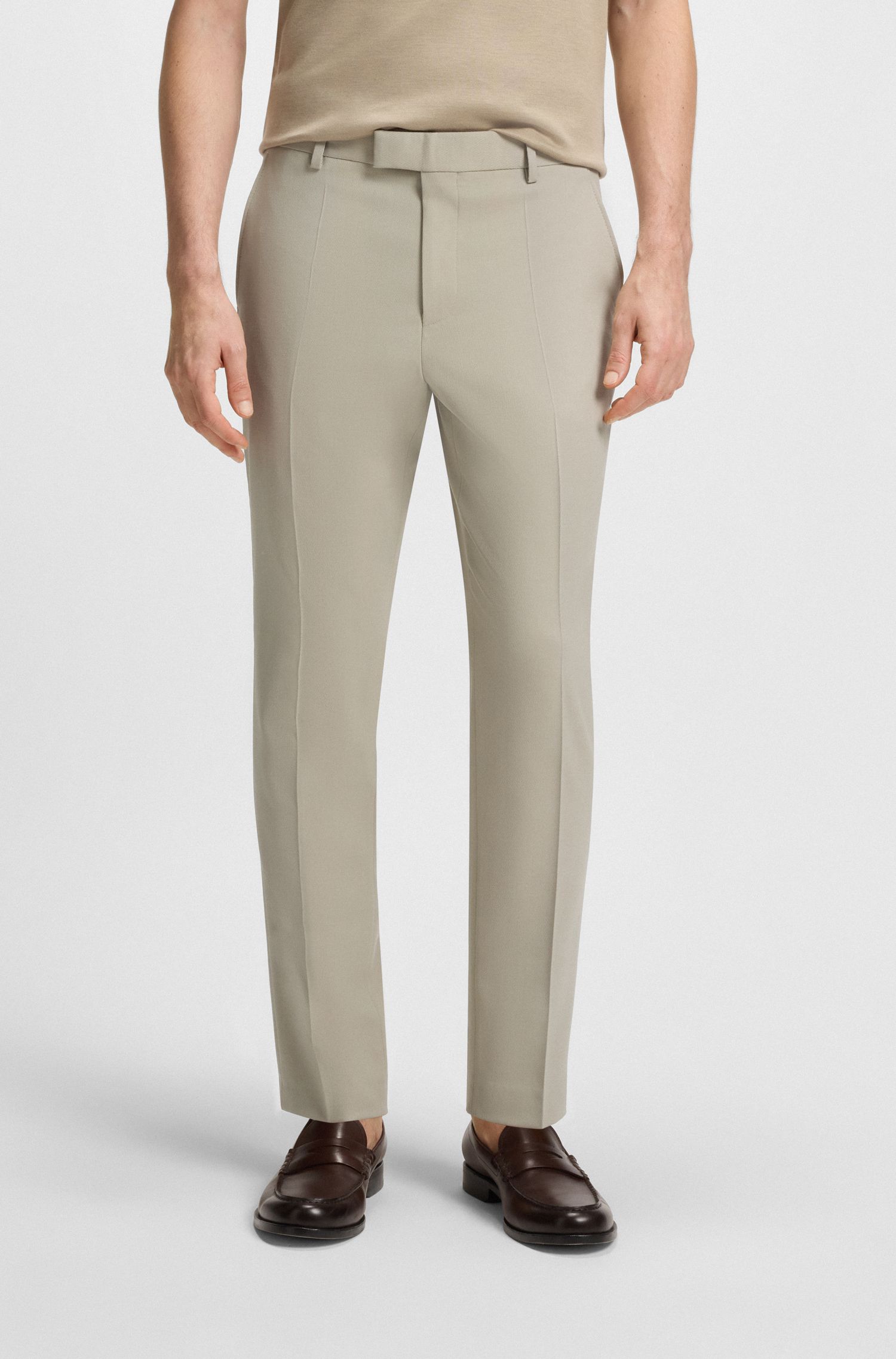 【BOSS博斯】羊毛混纺锥形版型长裤