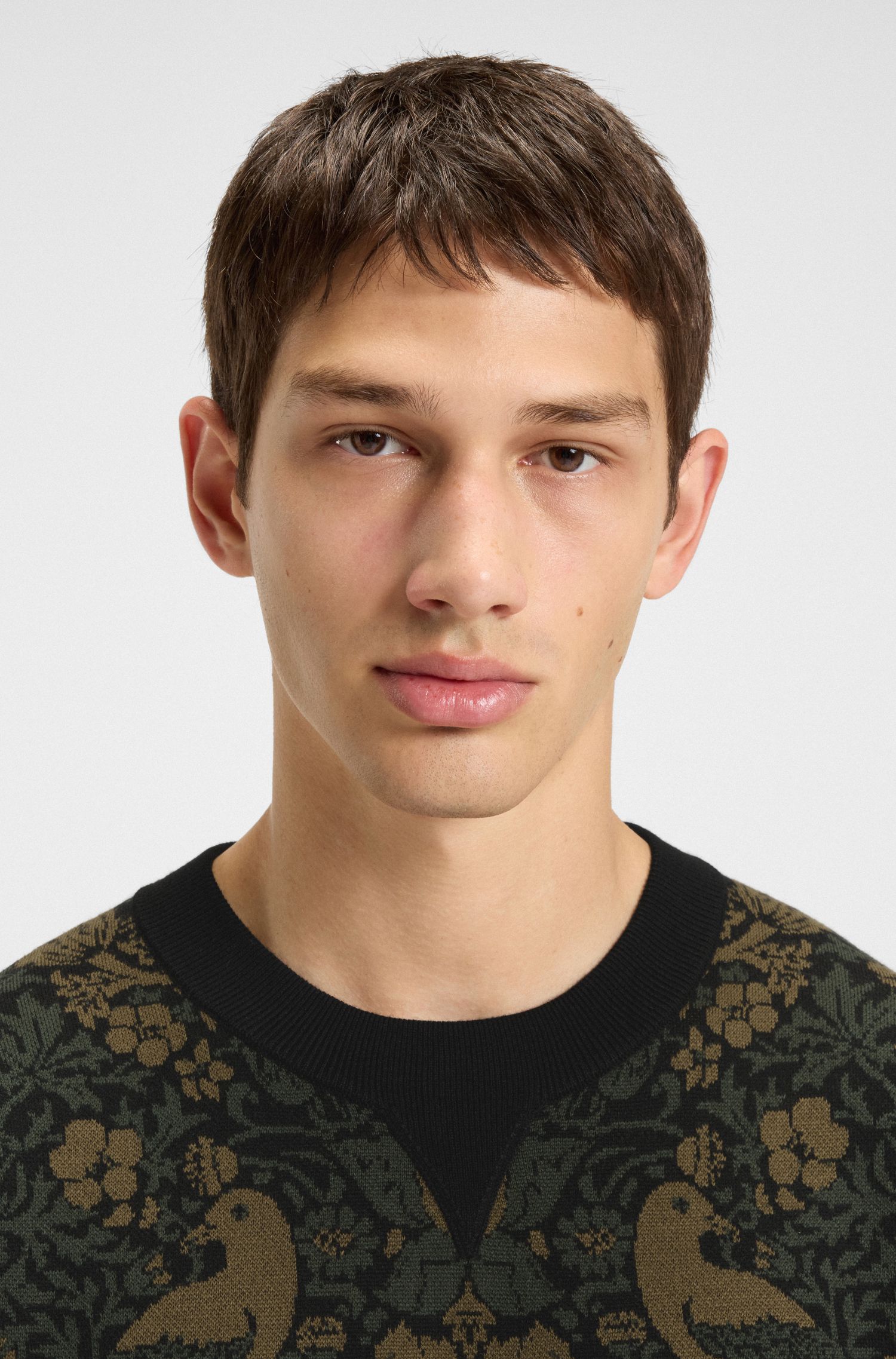 【HUGO雨果】织锦提花宽松版型毛衣