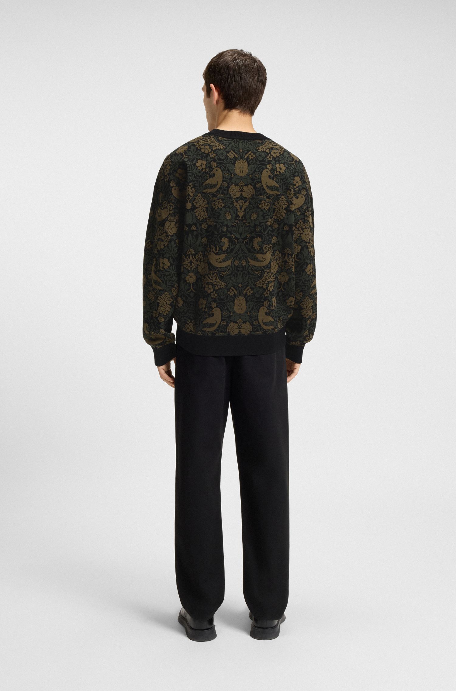 【HUGO雨果】织锦提花宽松版型毛衣