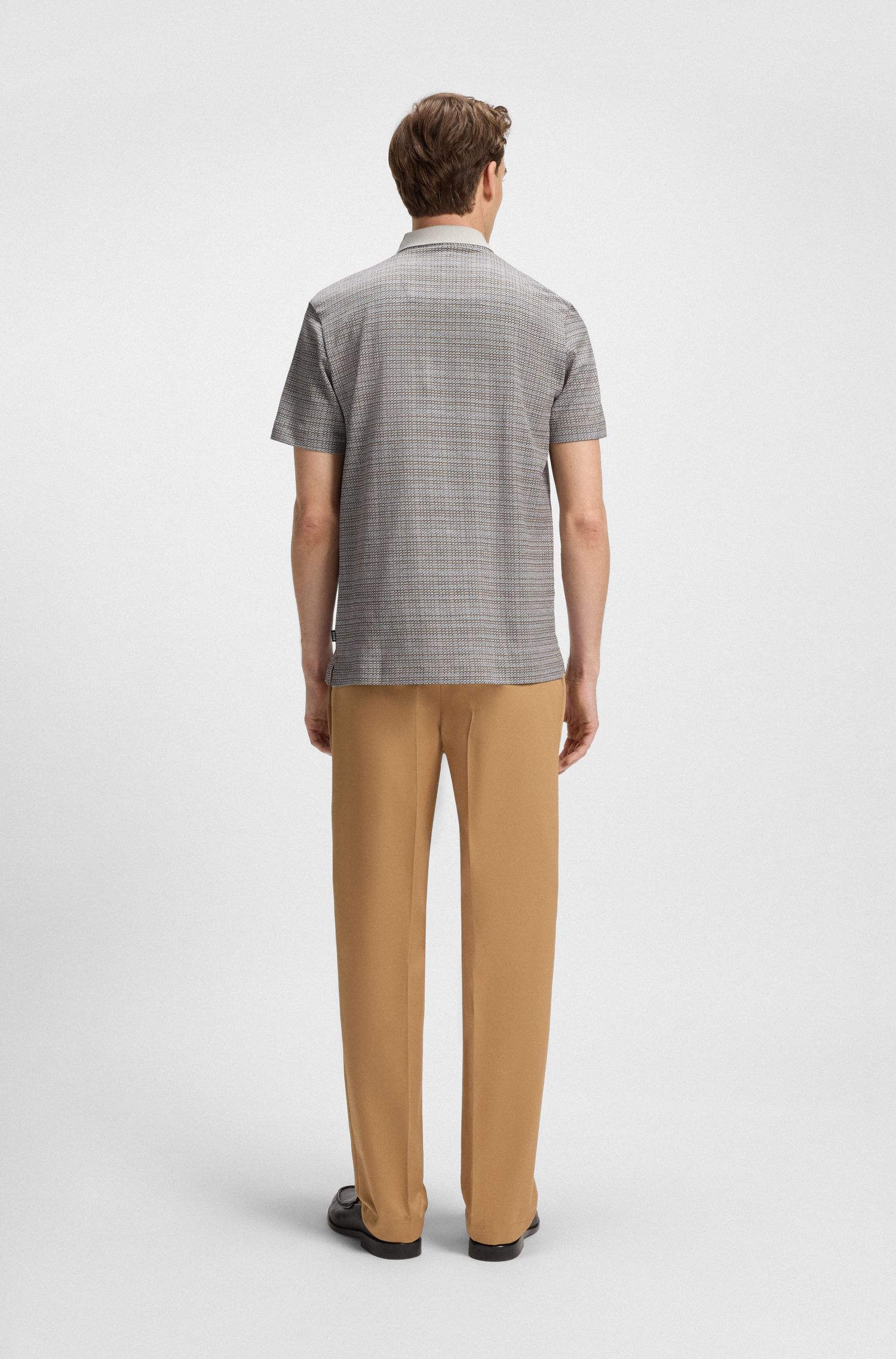 【BOSS博斯】网格图案丝光棉 Polo 衫