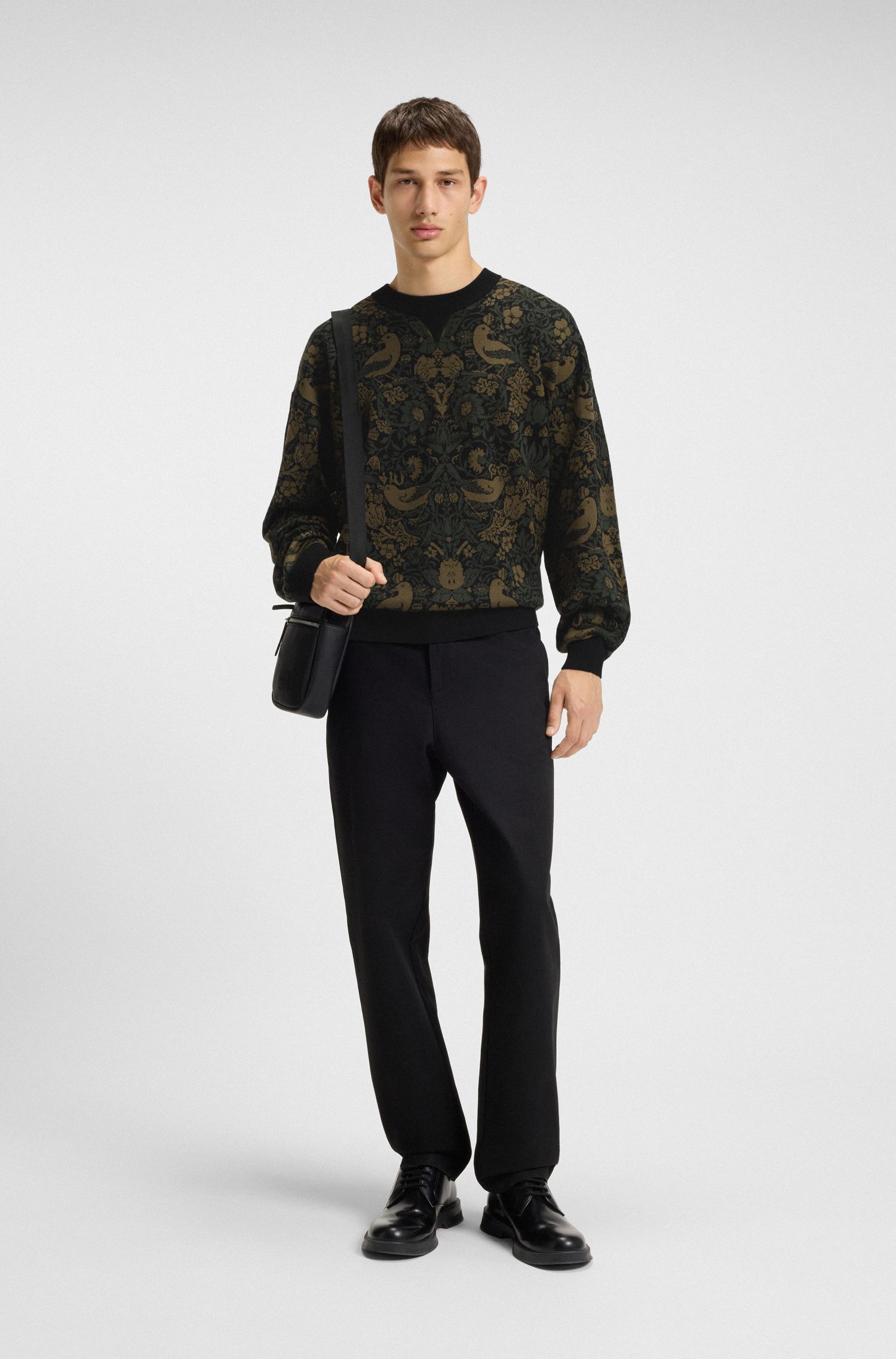 【HUGO雨果】织锦提花宽松版型毛衣