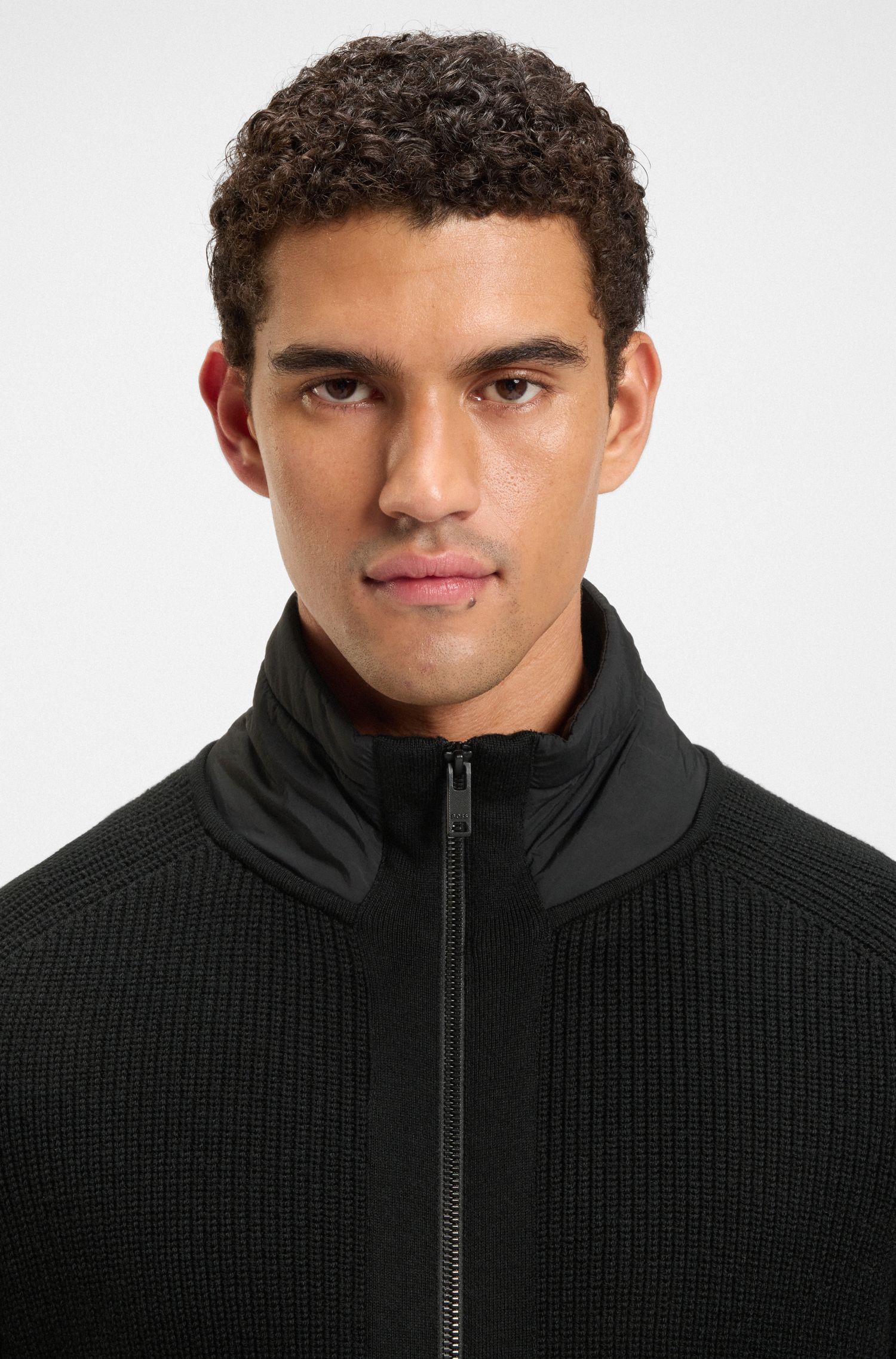 【BOSS博斯】带衬垫宽松版型针织夹克