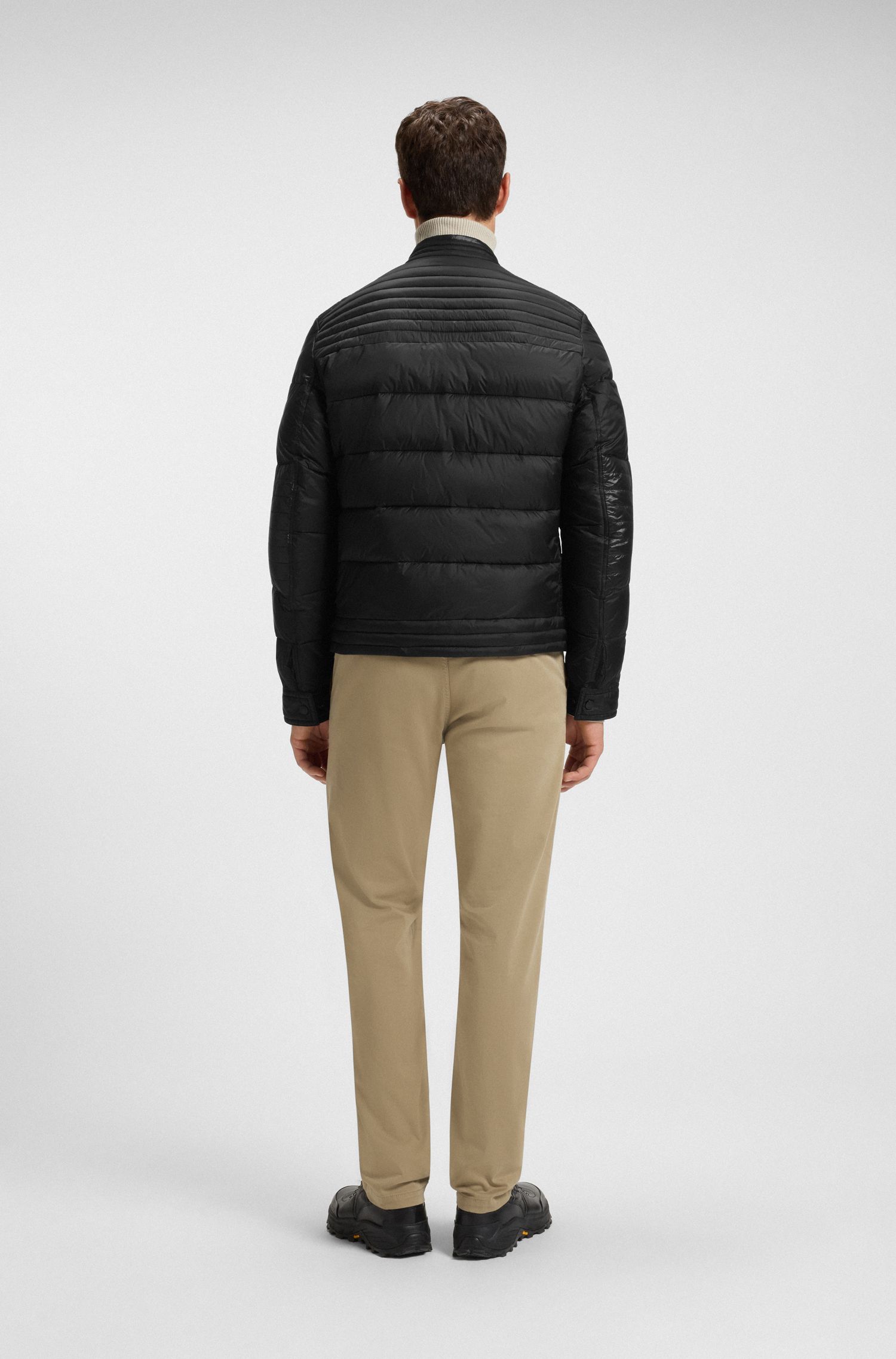 【BOSS博斯】混合绗缝机车风夹棉夹克