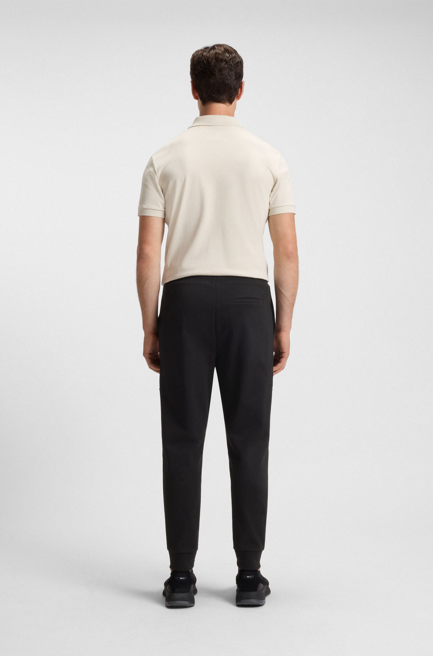 【BOSS博斯】双 B 交织字母棉质混纺运动裤