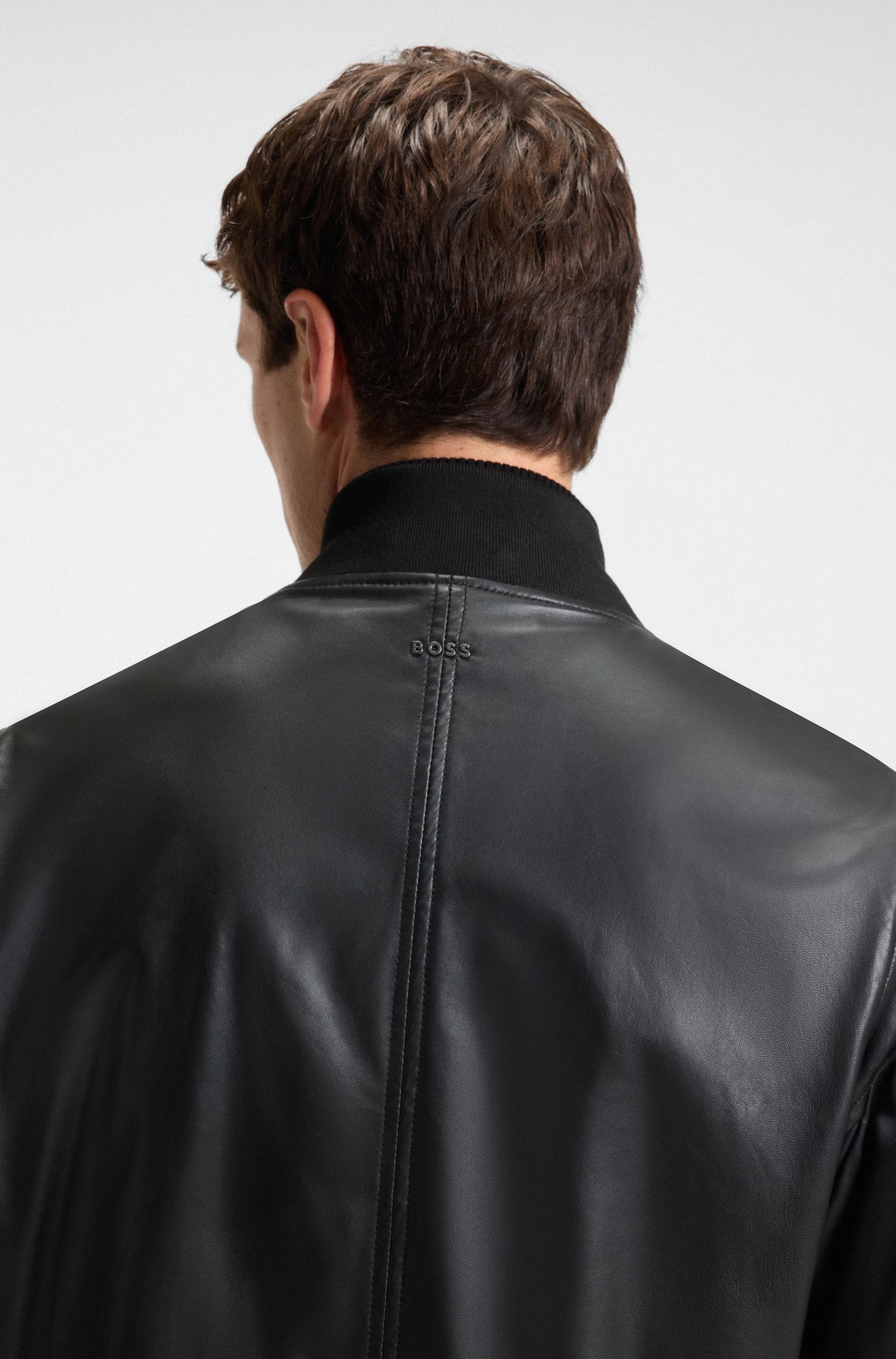 【BOSS博斯】纹理皮革常规版型夹克