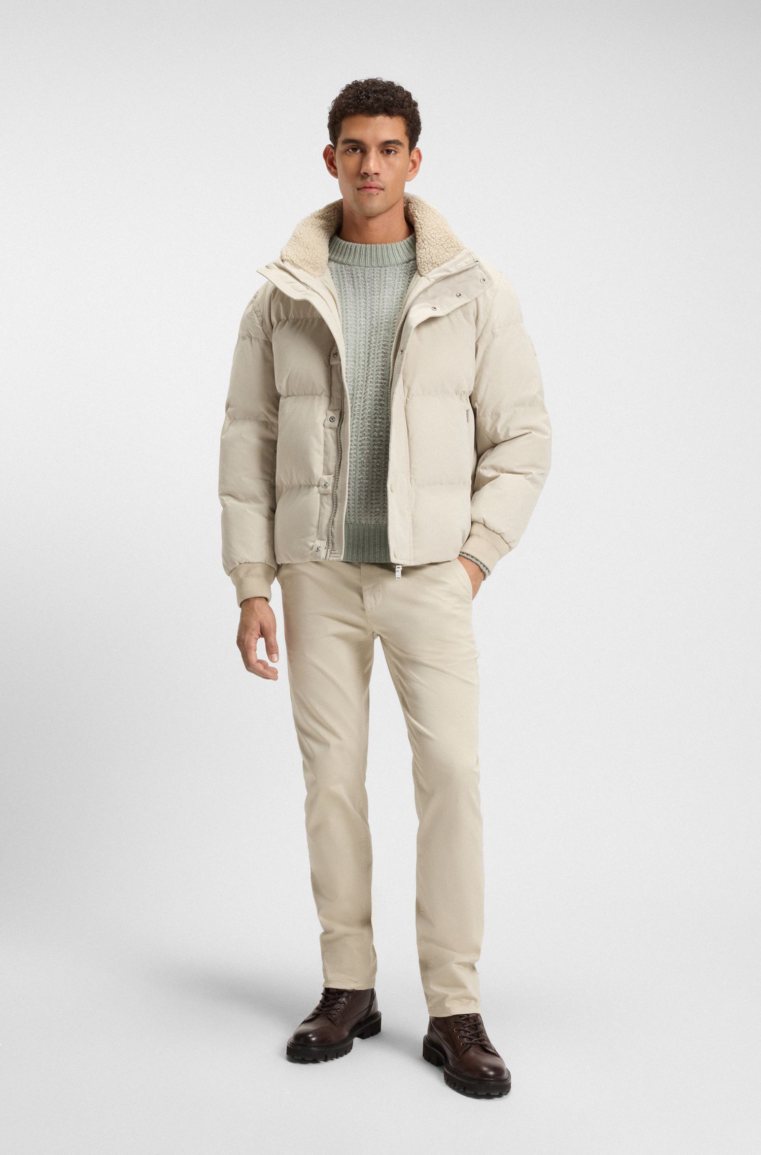 【BOSS博斯】泰迪绒衣领内侧宽松夹克