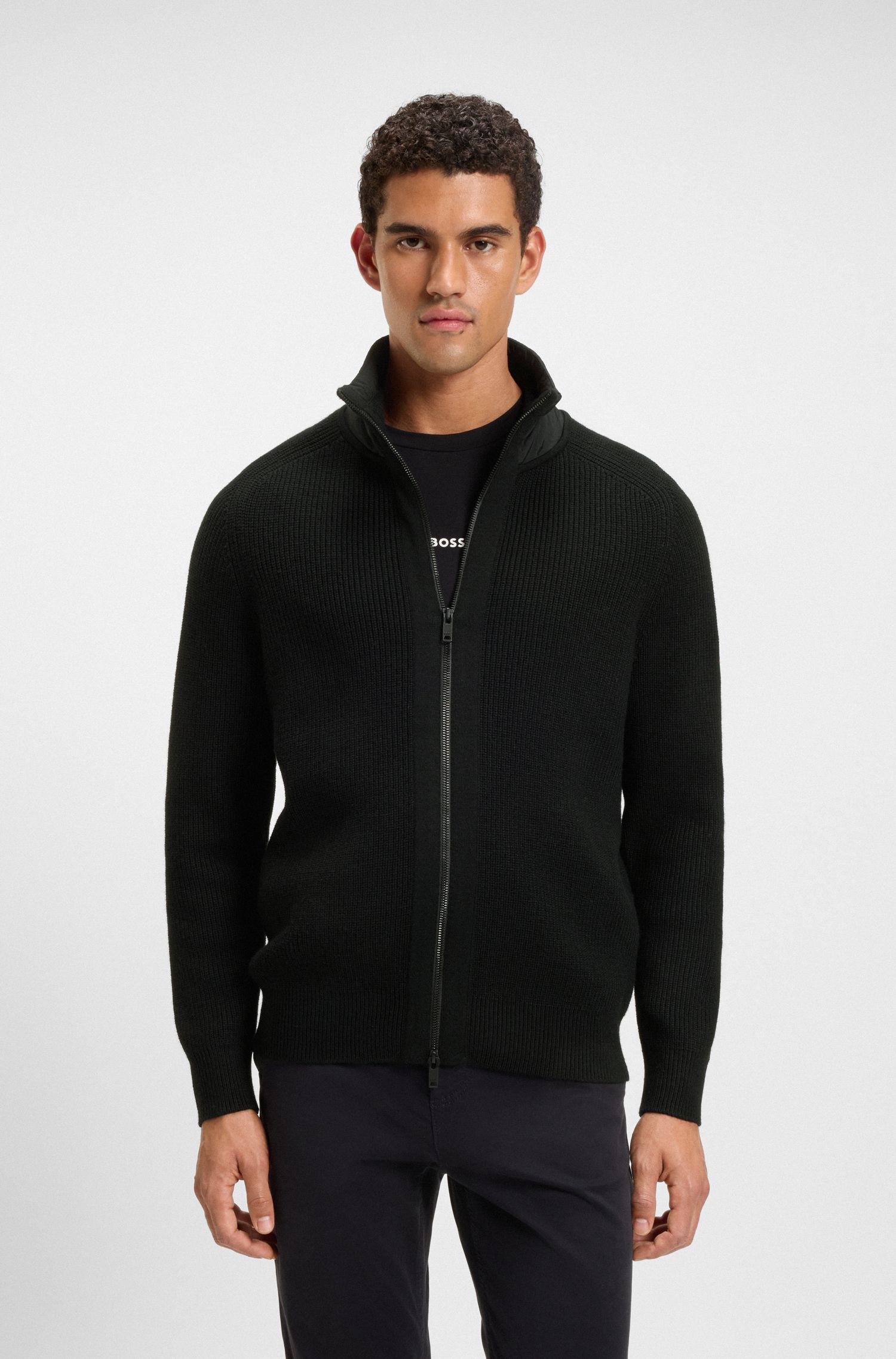 【BOSS博斯】带衬垫宽松版型针织夹克